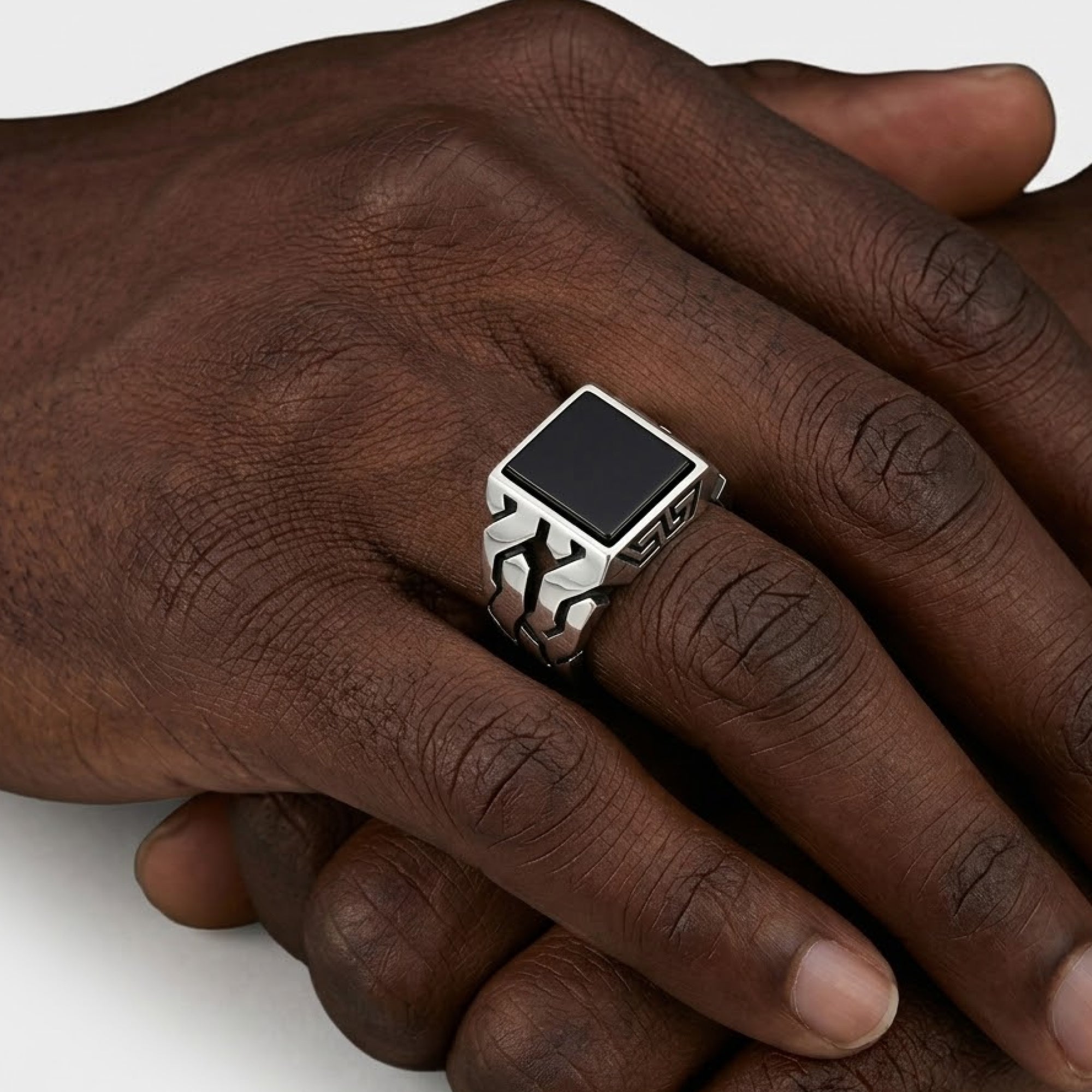 Bague cubaine de luxe en argent sterling et onyx noir | Bague premium pour homme | Luxe – MH ELEGANCE