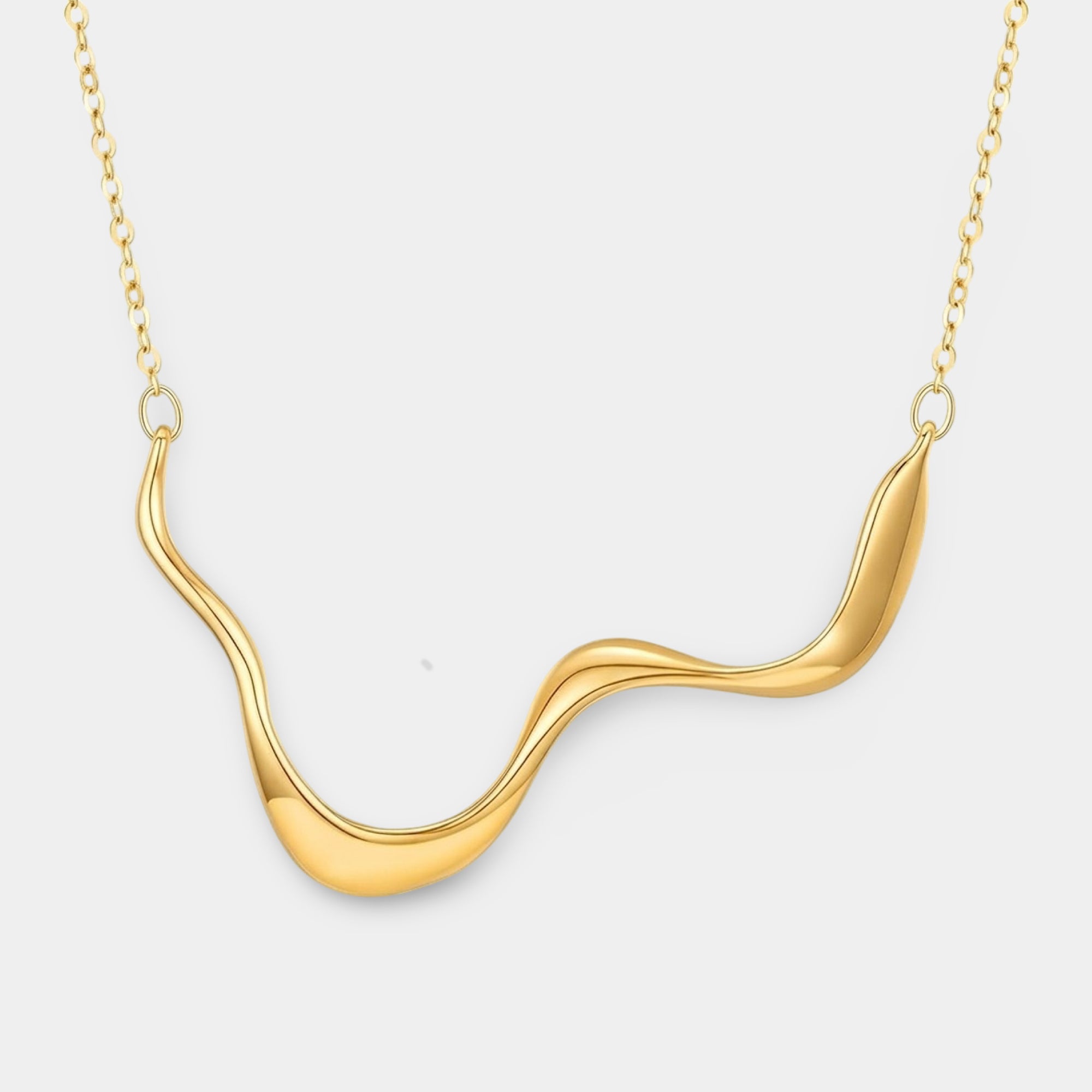 18K Gold Plated Wave Luxe Chunky Geometric Necklace | Bold Statement Jewelry