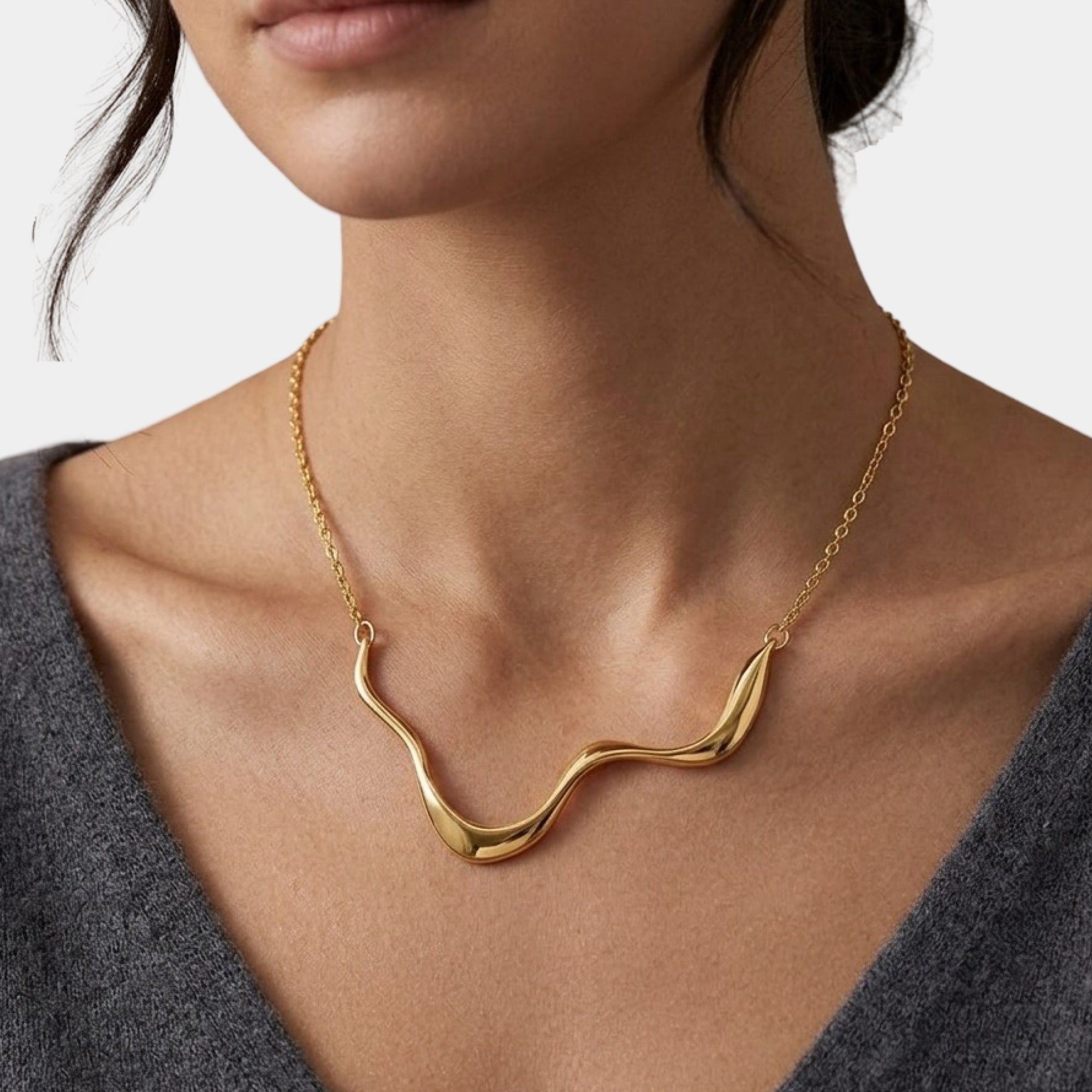 Collier géométrique épais plaqué or 18 carats Luxe Vague | Déclaration audacieuse | Moderne – MH ELEGANCE