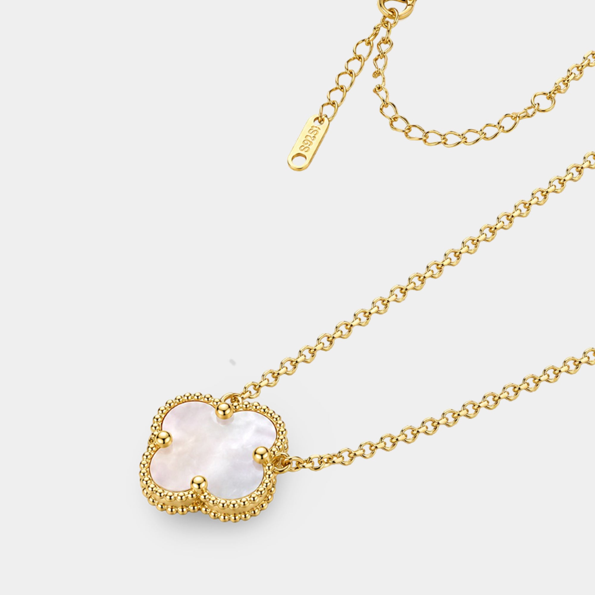 Collier plaqué or 18 carats avec trèfle à quatre feuilles | Pendentif délicat porte-bonheur | Bonne fortune – MH ELEGANCE