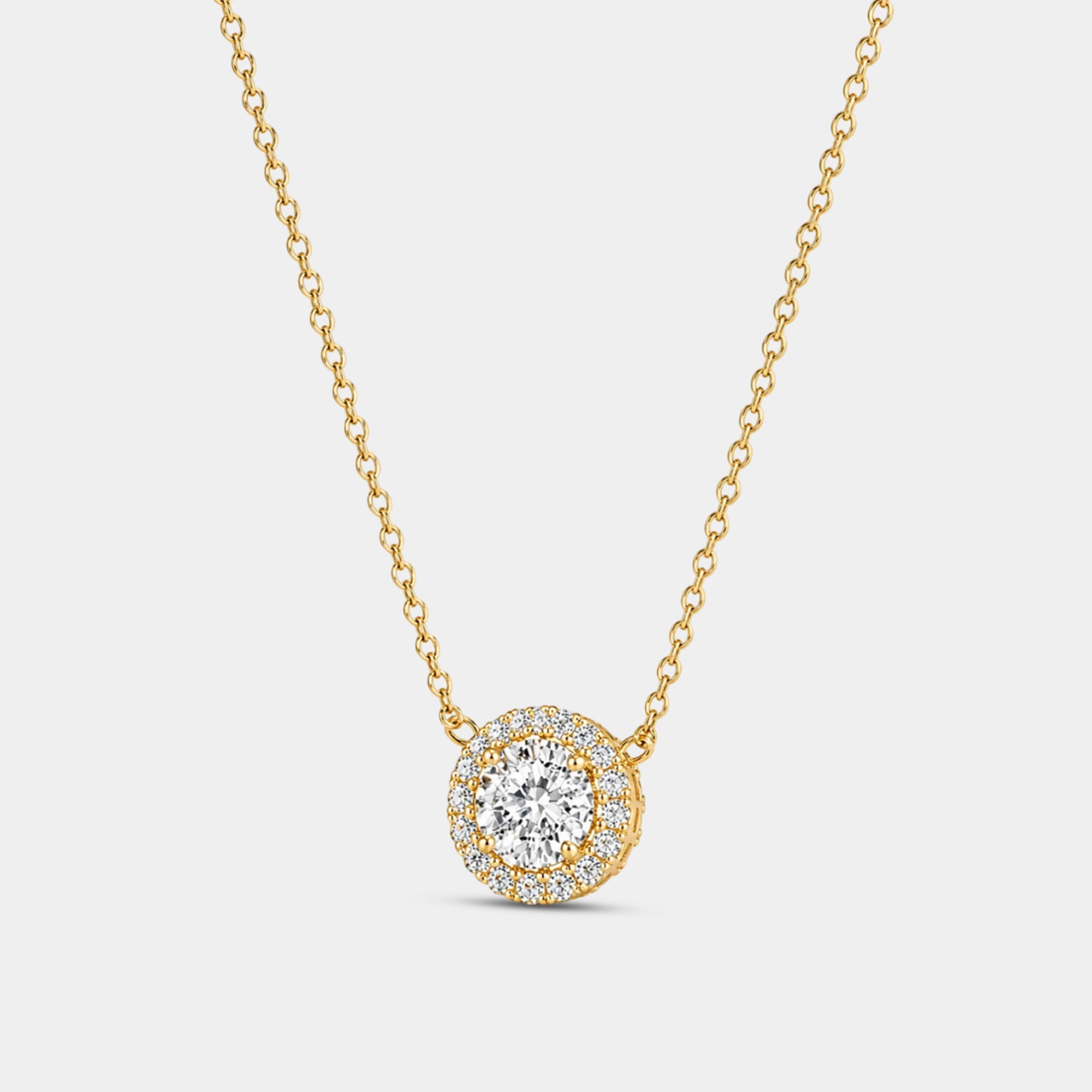 Luxury solitaire necklace 14K gold plating