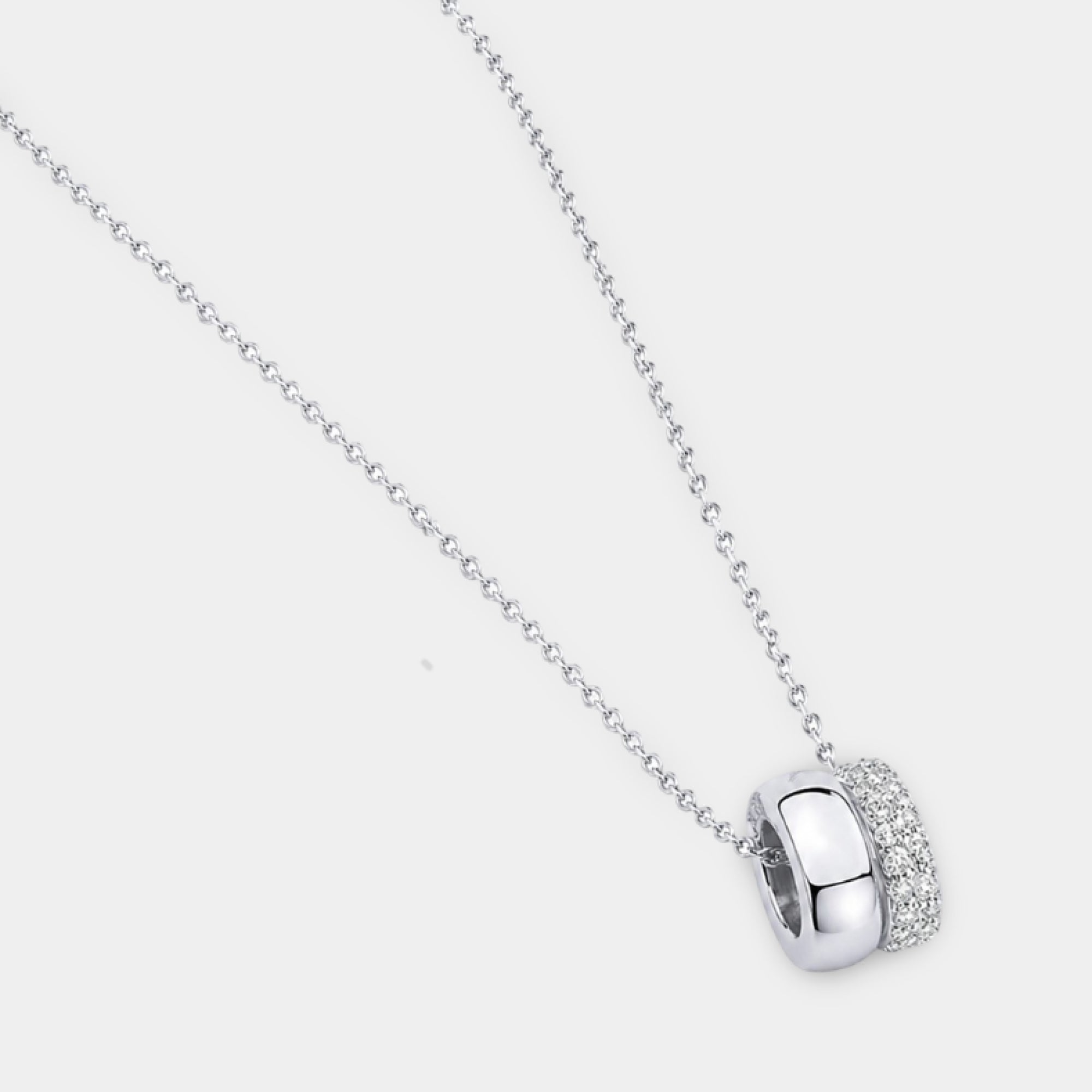 Collier pendentif double oxyde de zirconium plaqué or blanc 14 carats | Luxe Moderne | Alternative au diamant – MH ELEGANCE