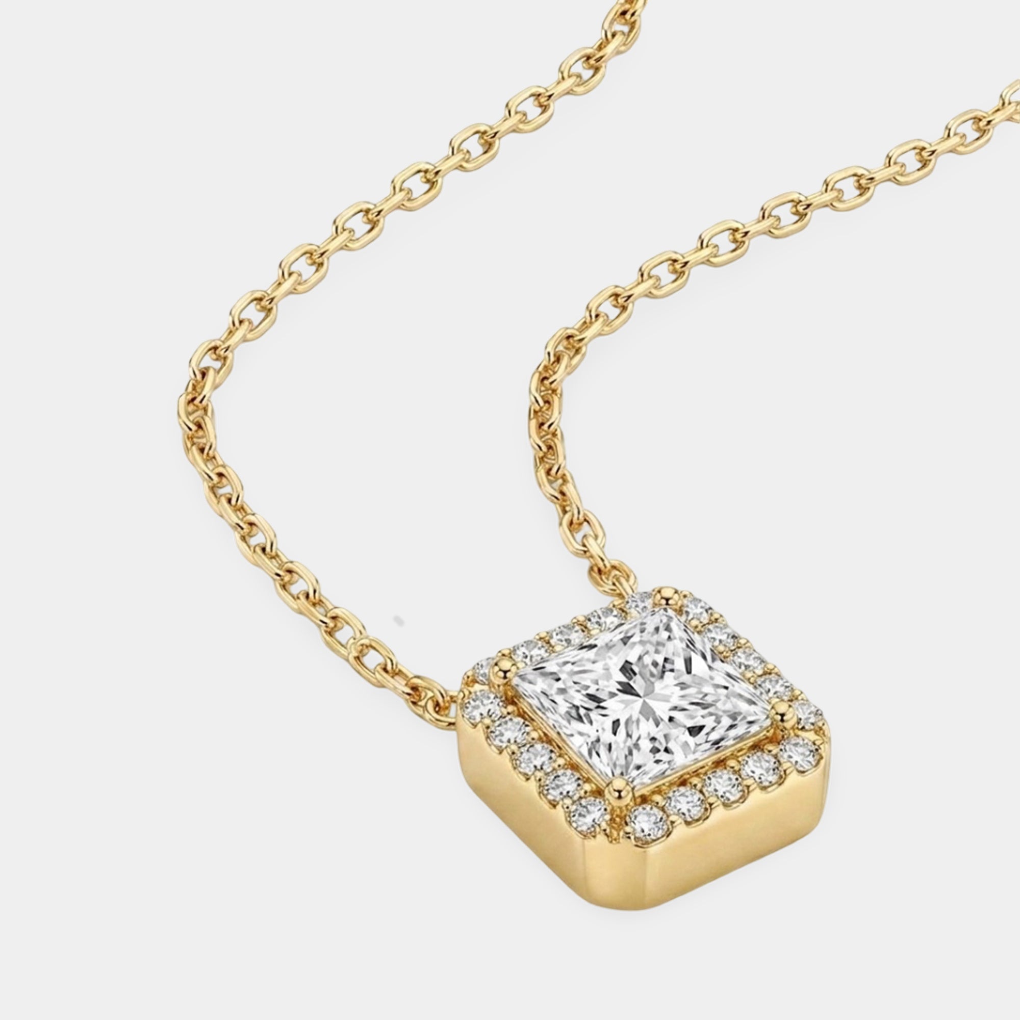 Diamond-like square necklace elegant design