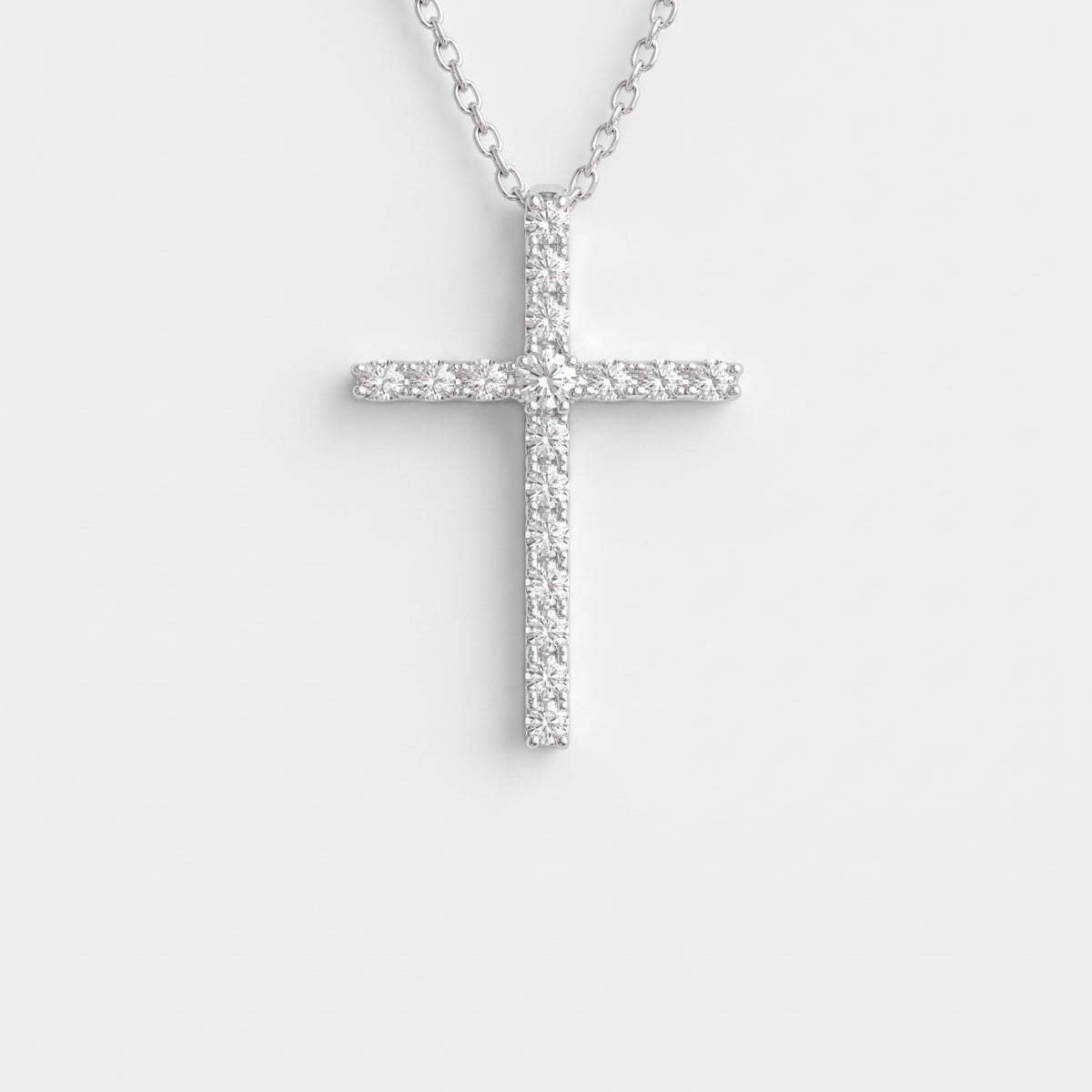 Moissanite Cross Necklace | Rhodium Plated Cross Pendant for Women – MH Elegance