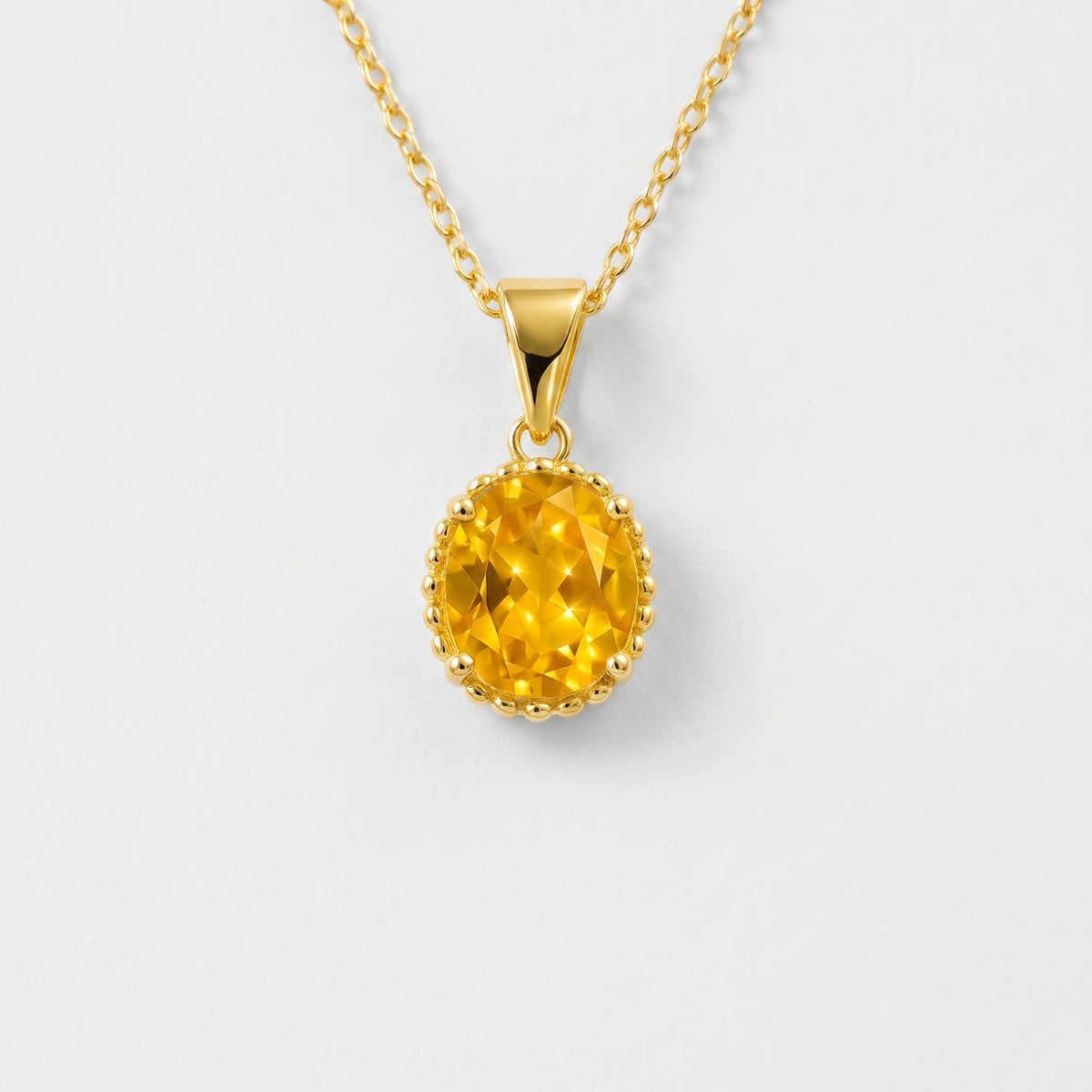 Collier pendentif ovale en citrine