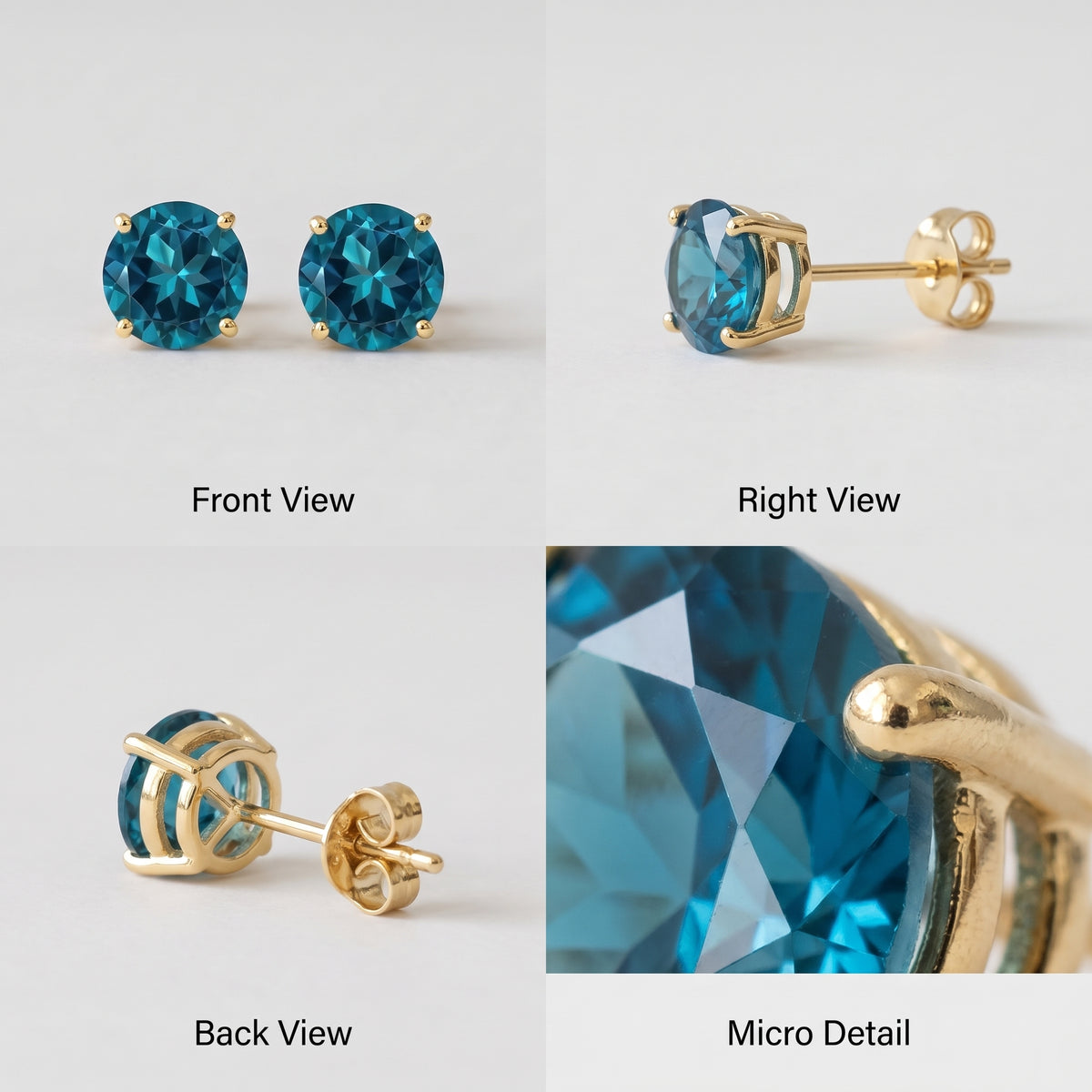 Puces d'oreilles en topaze bleue