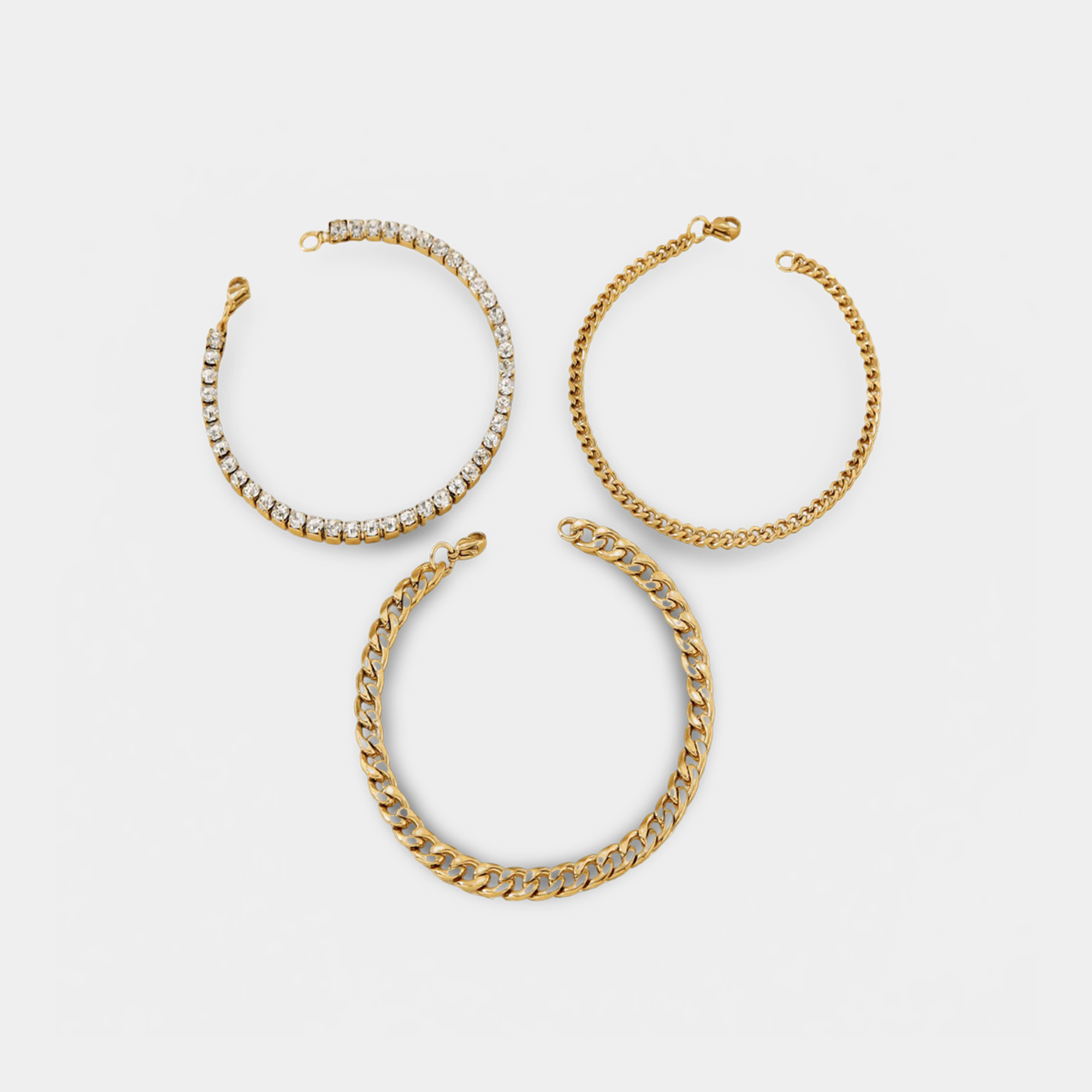 Gold Charm Bracelet Set – 3Piece