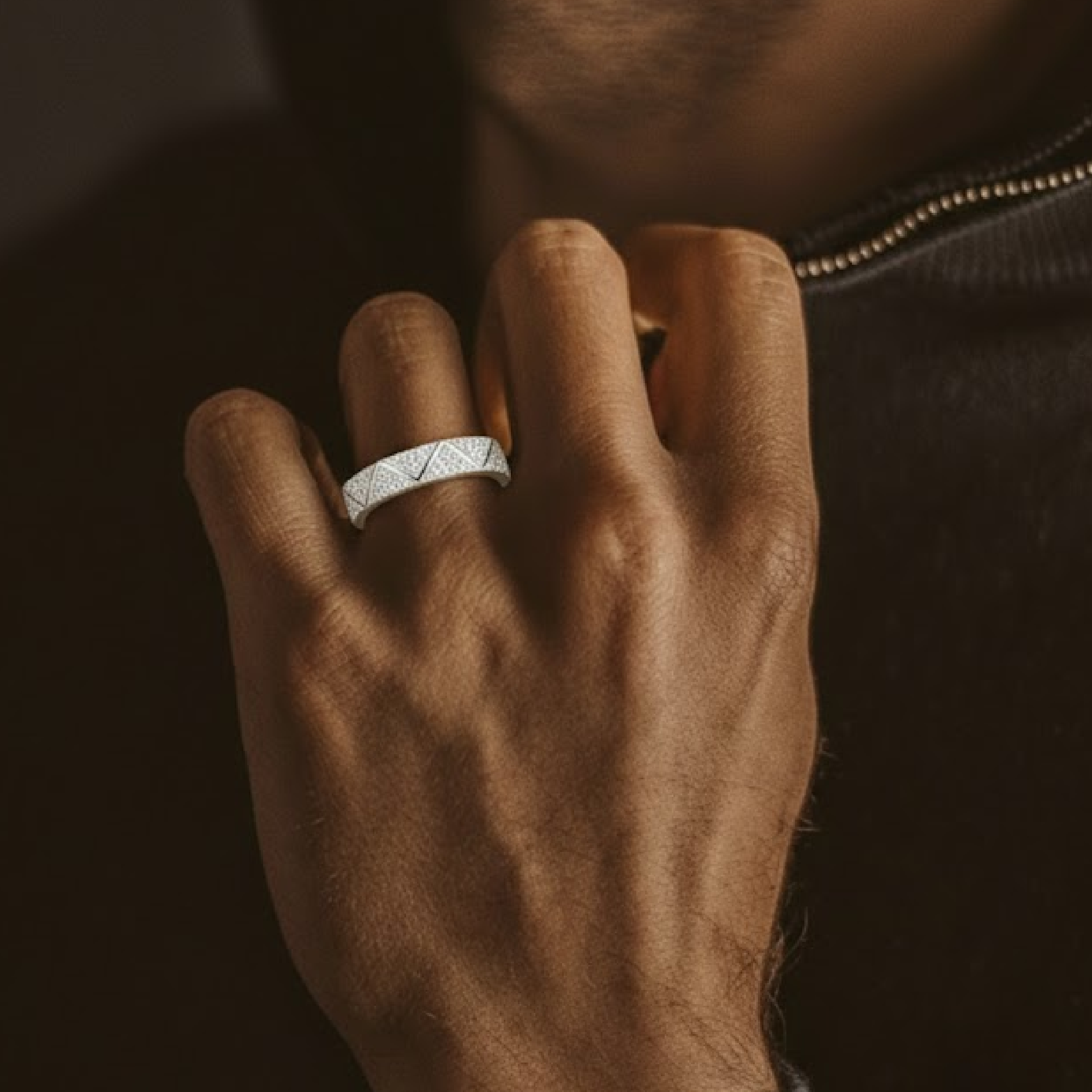 His adjustable sterling silver promise ring from matching his and hers couple commitment ring set