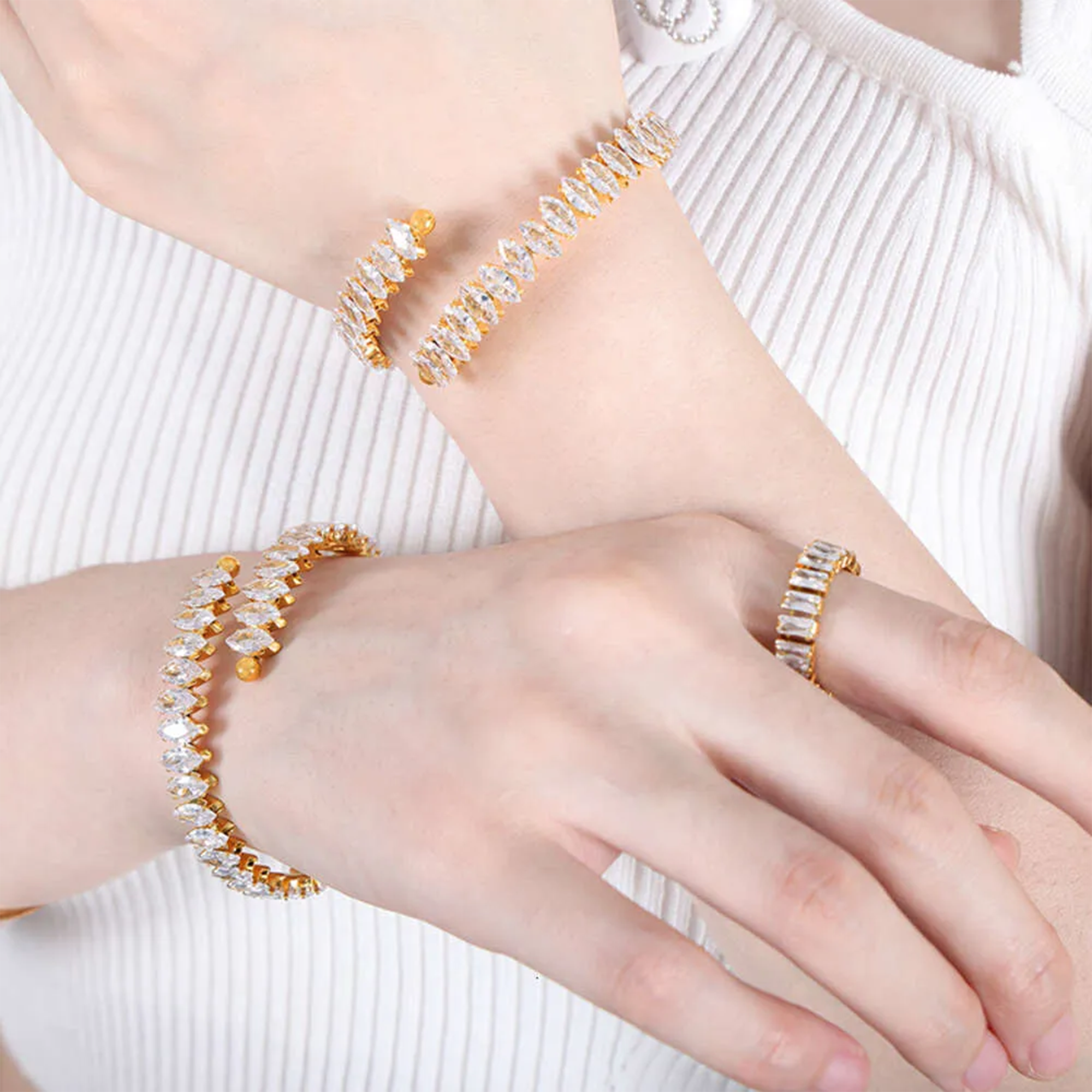 Pulsera de lujo con circonitas de talla marquesa