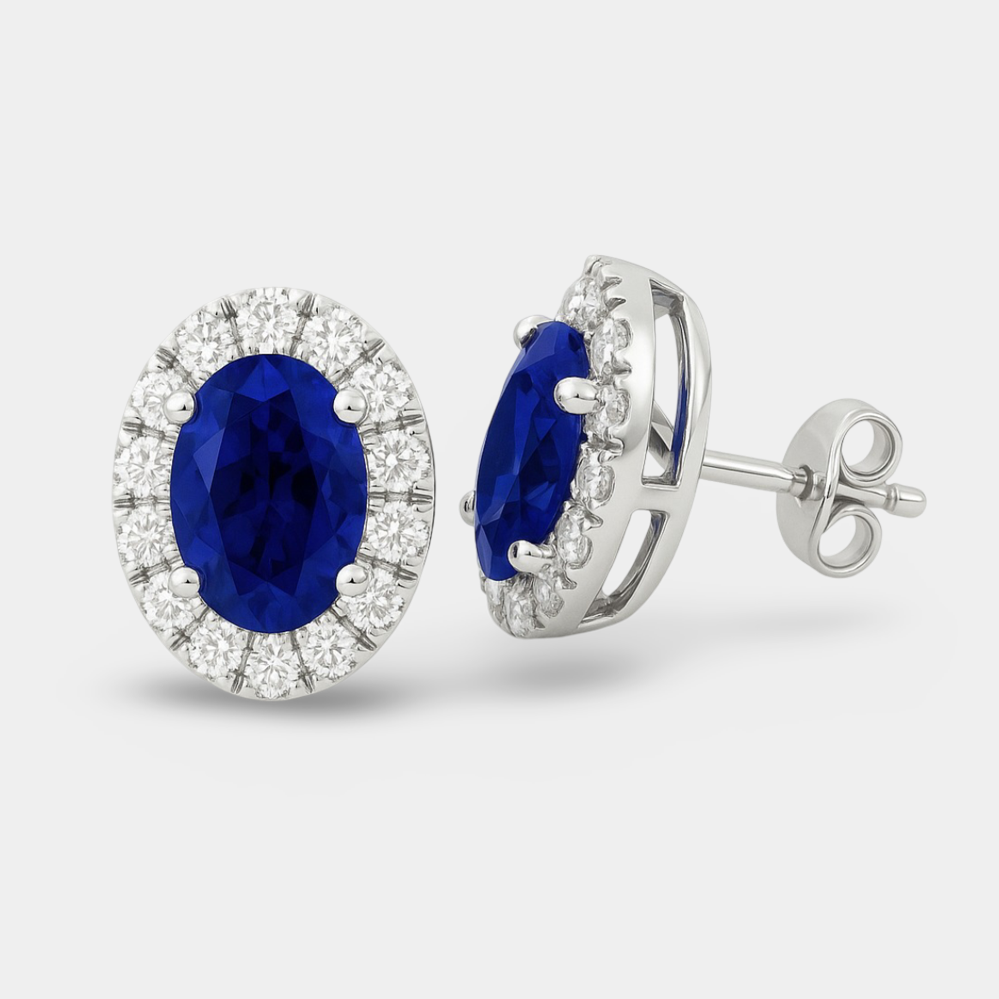 Oval Halo Stud Earrings for Women