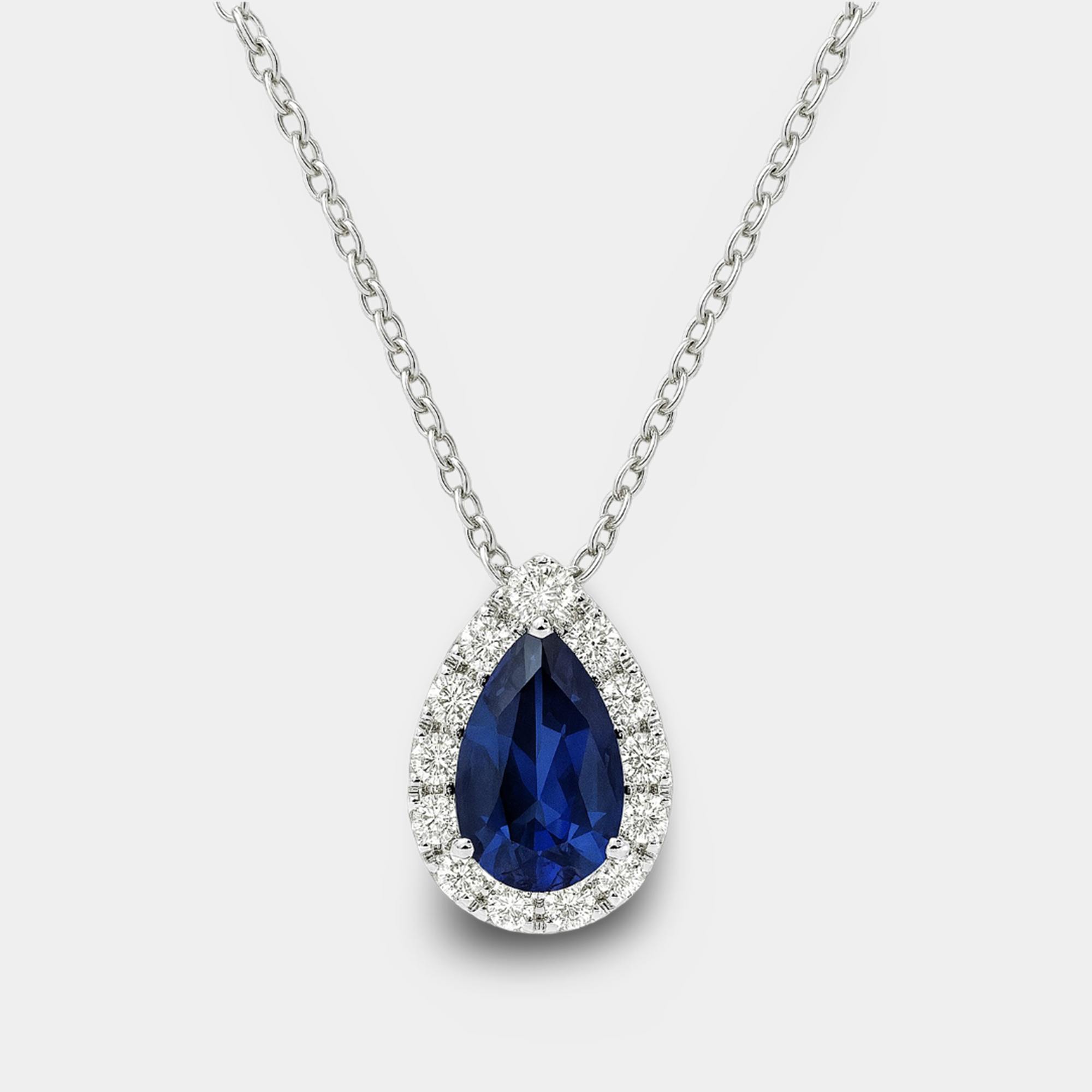 Colgante de zafiro y diamantes en forma de pera