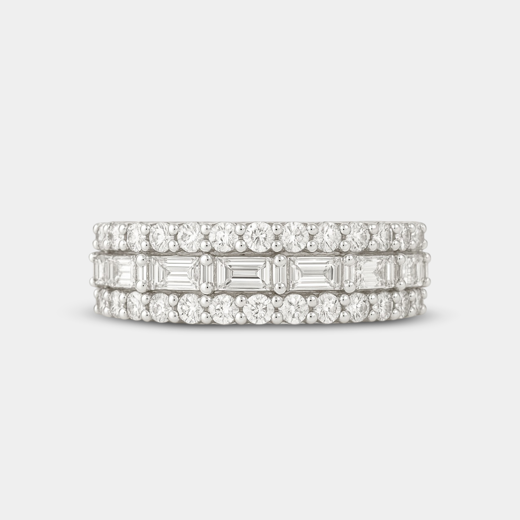 round & baguette cut diamond band gift packaging from MH Elegance luxury wedding rings collection