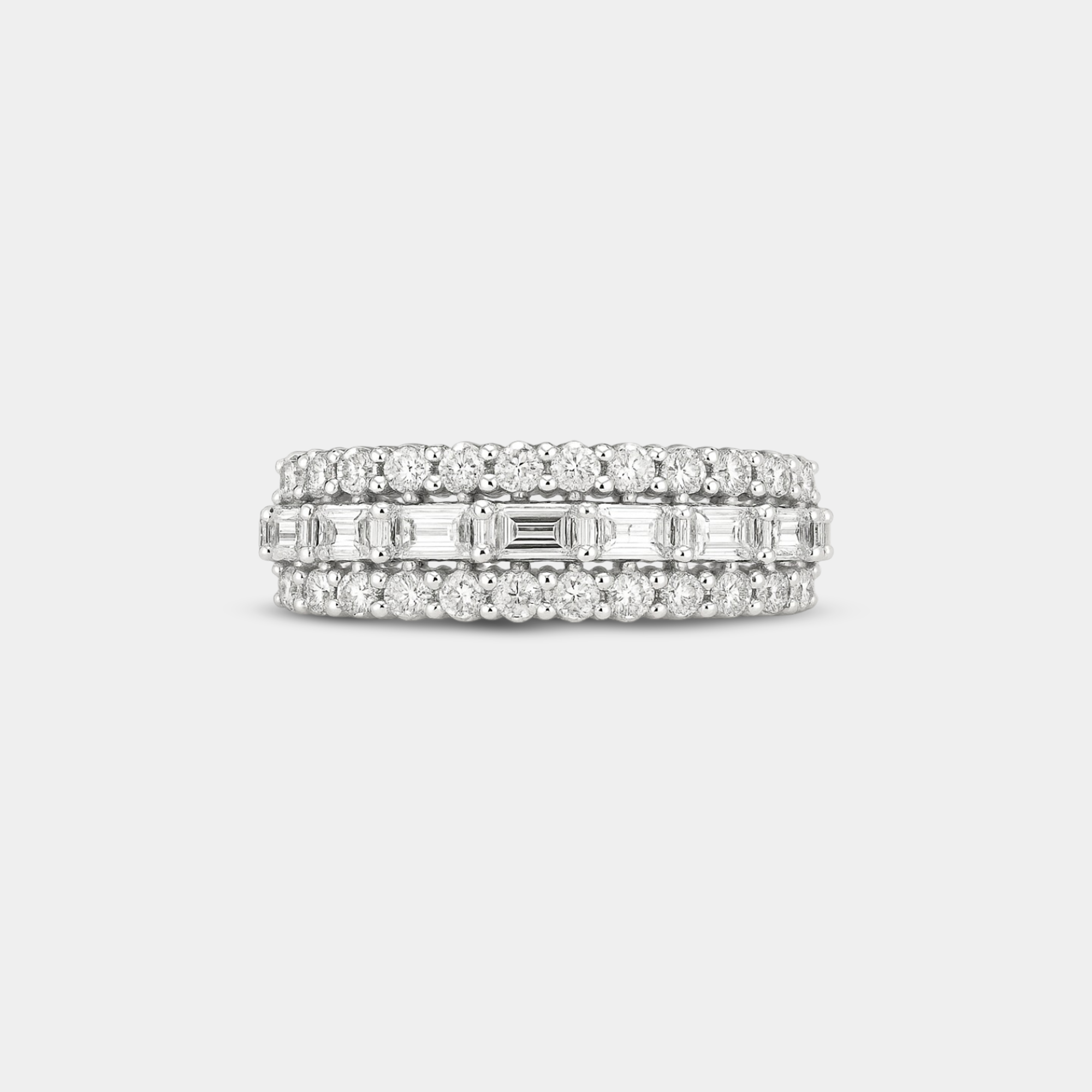 round & baguette cut diamond band main display from MH Elegance luxury wedding rings collection
