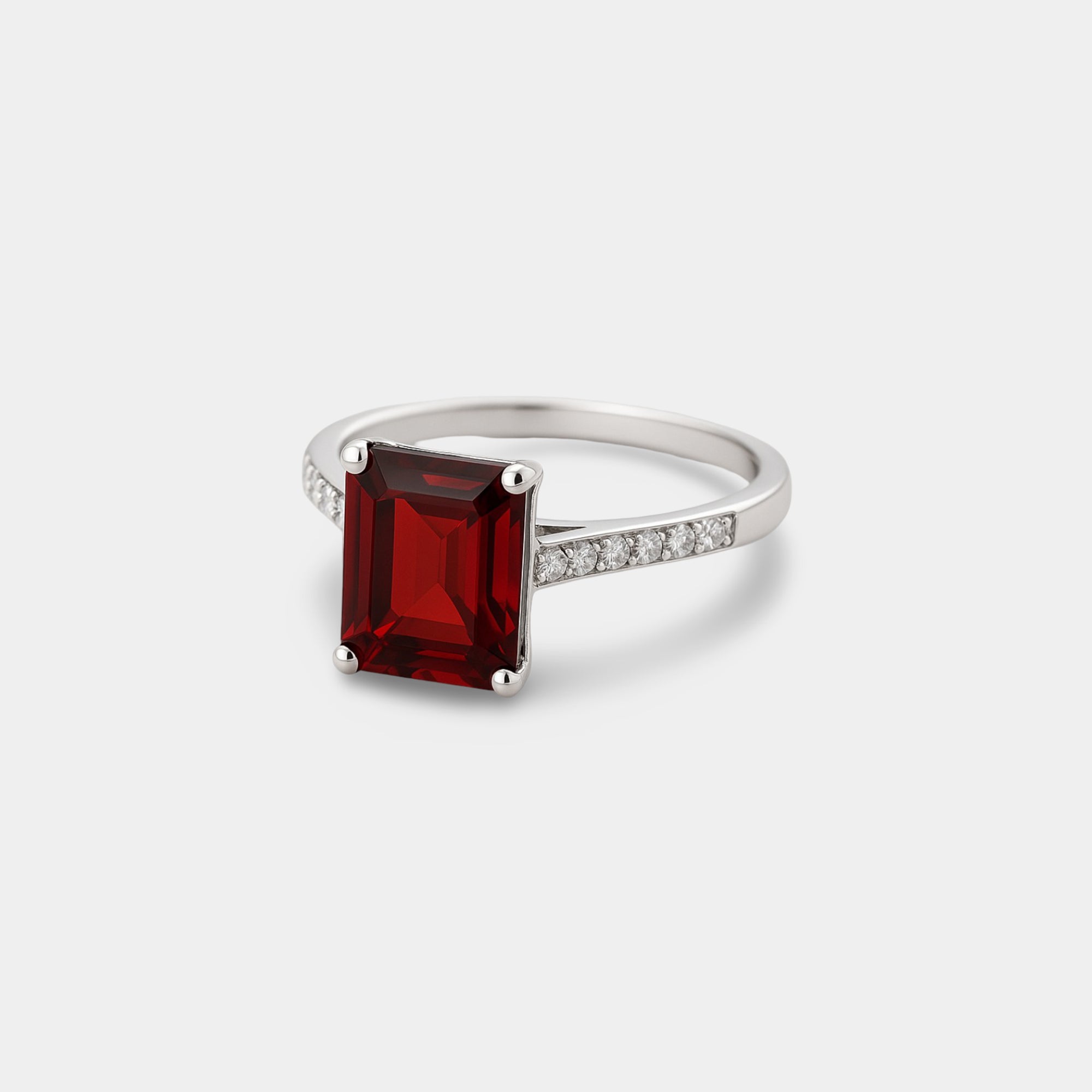 Sira Garnet Halo Engagement Ring