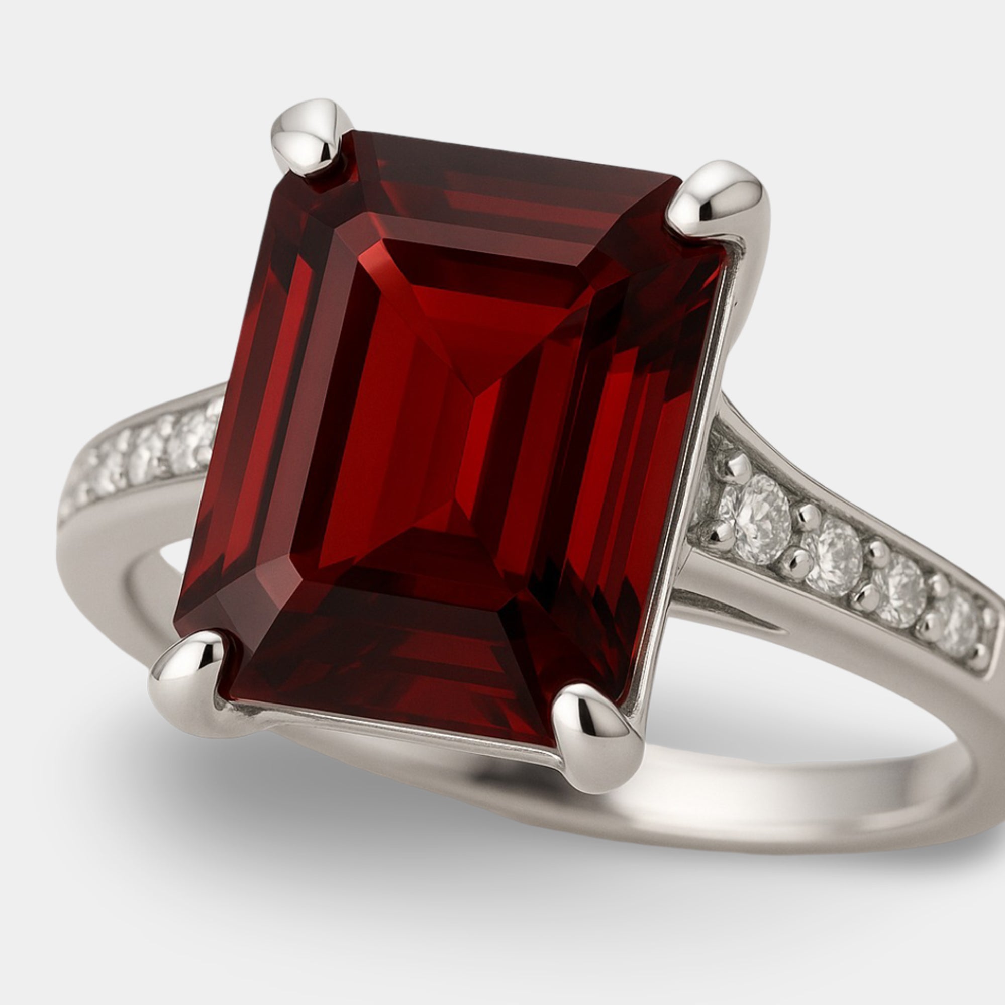 Sira Garnet Halo Engagement Ring