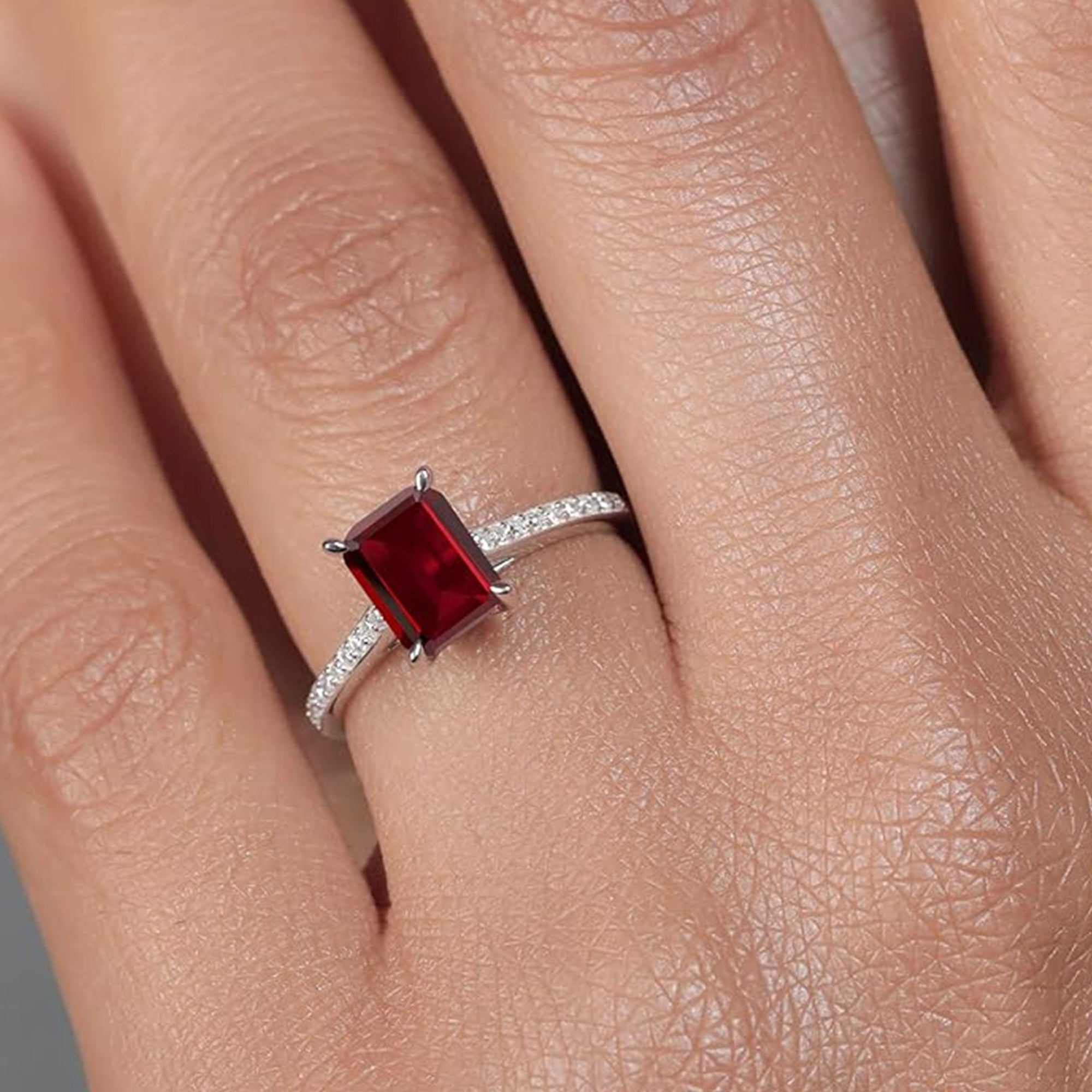 Sira Garnet Halo Engagement Ring
