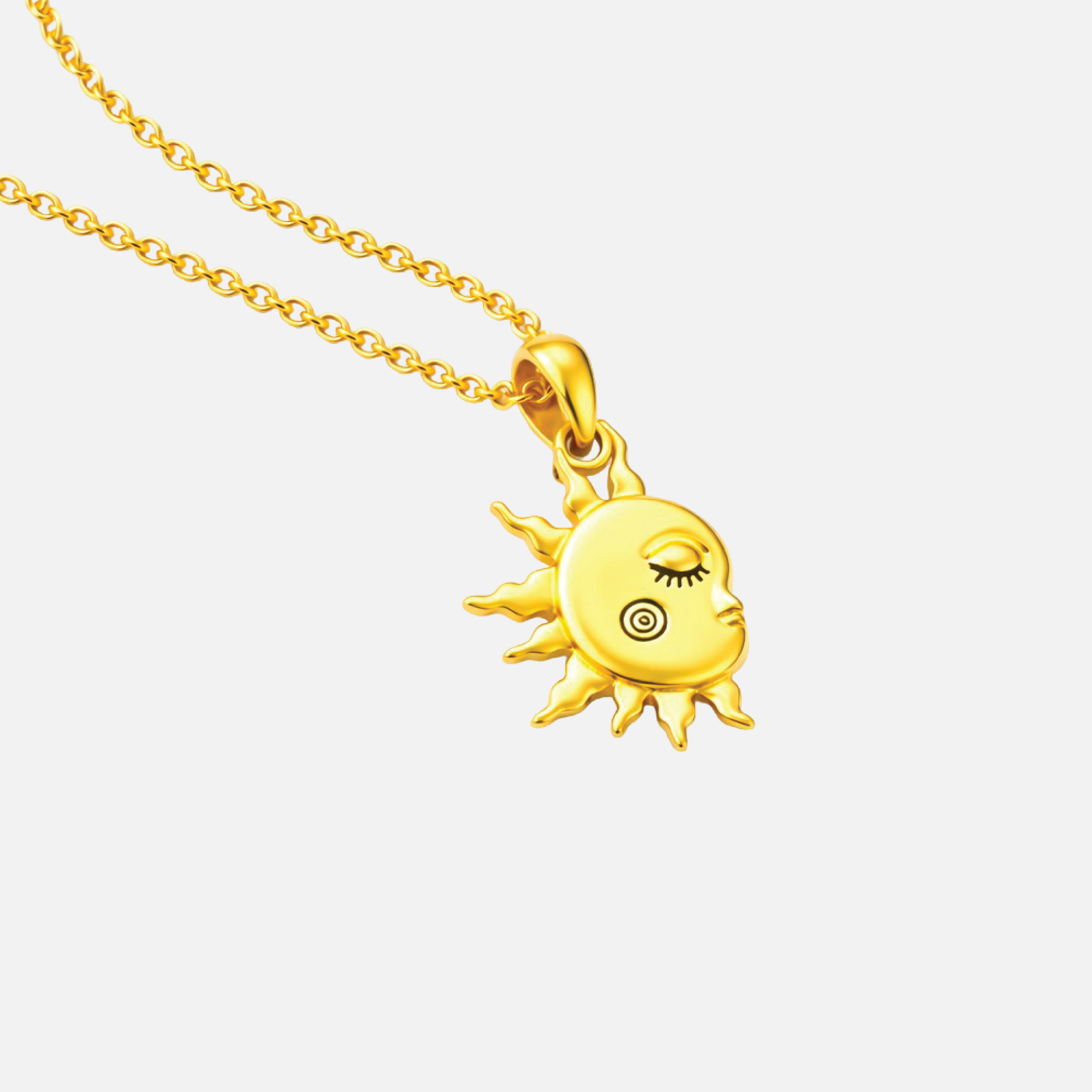 Sun and moon matching sterling silver couple necklace set in gift box packaging