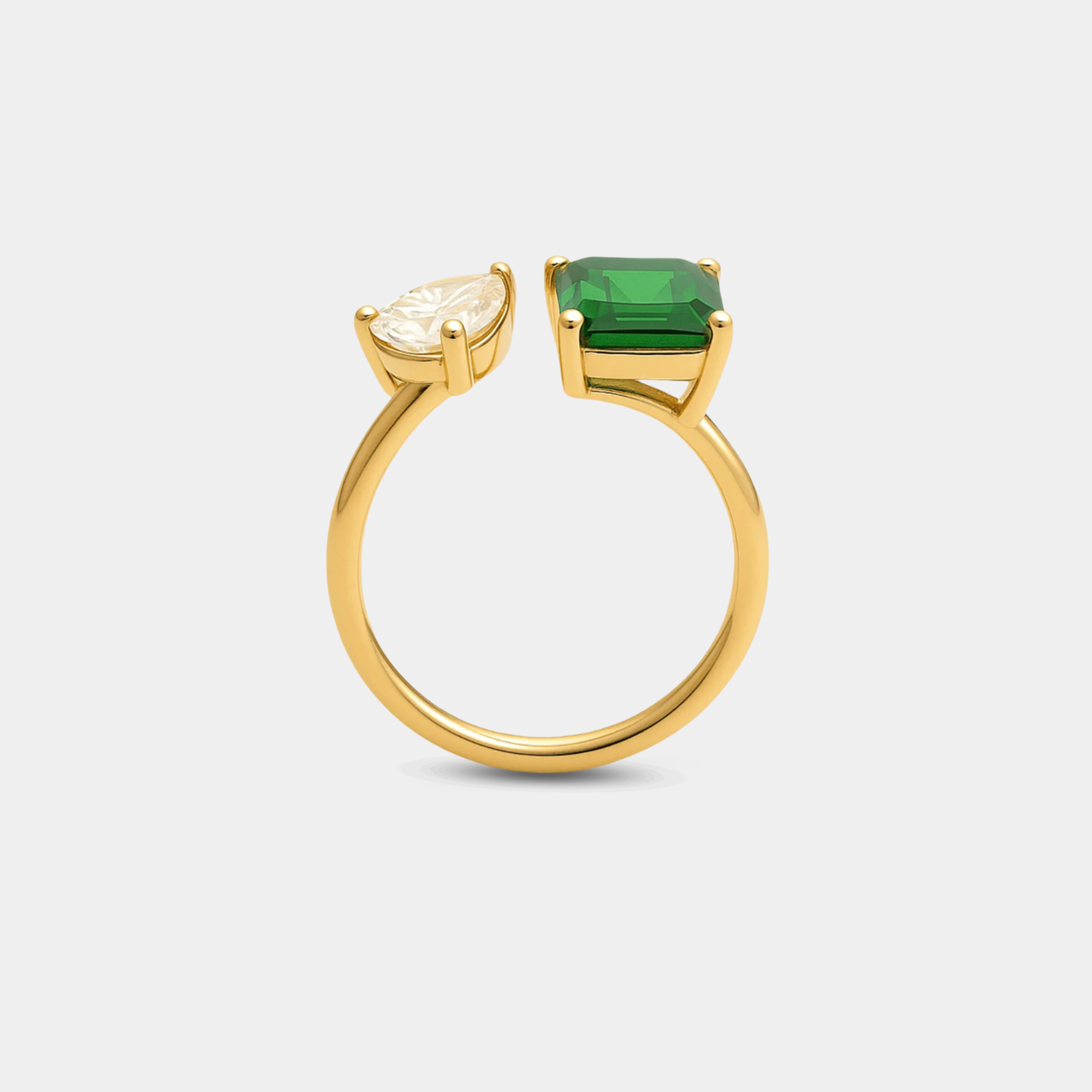 Anillo de cristal de dos tonos