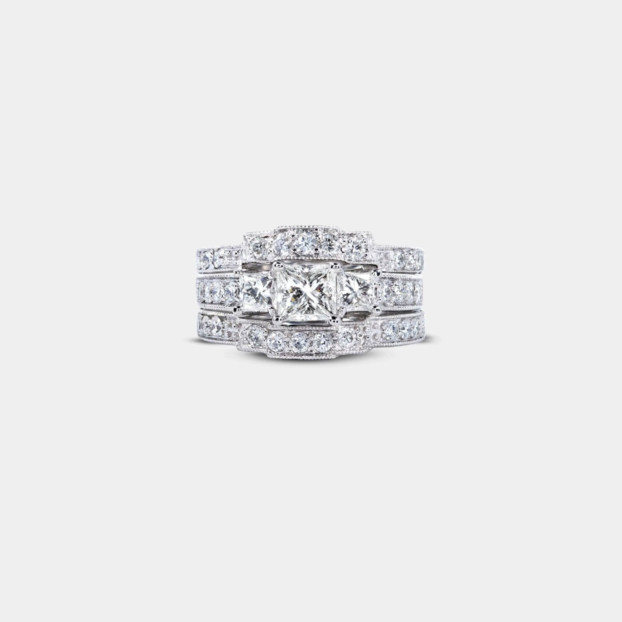 Princess Diamond Wedding Ring Set
