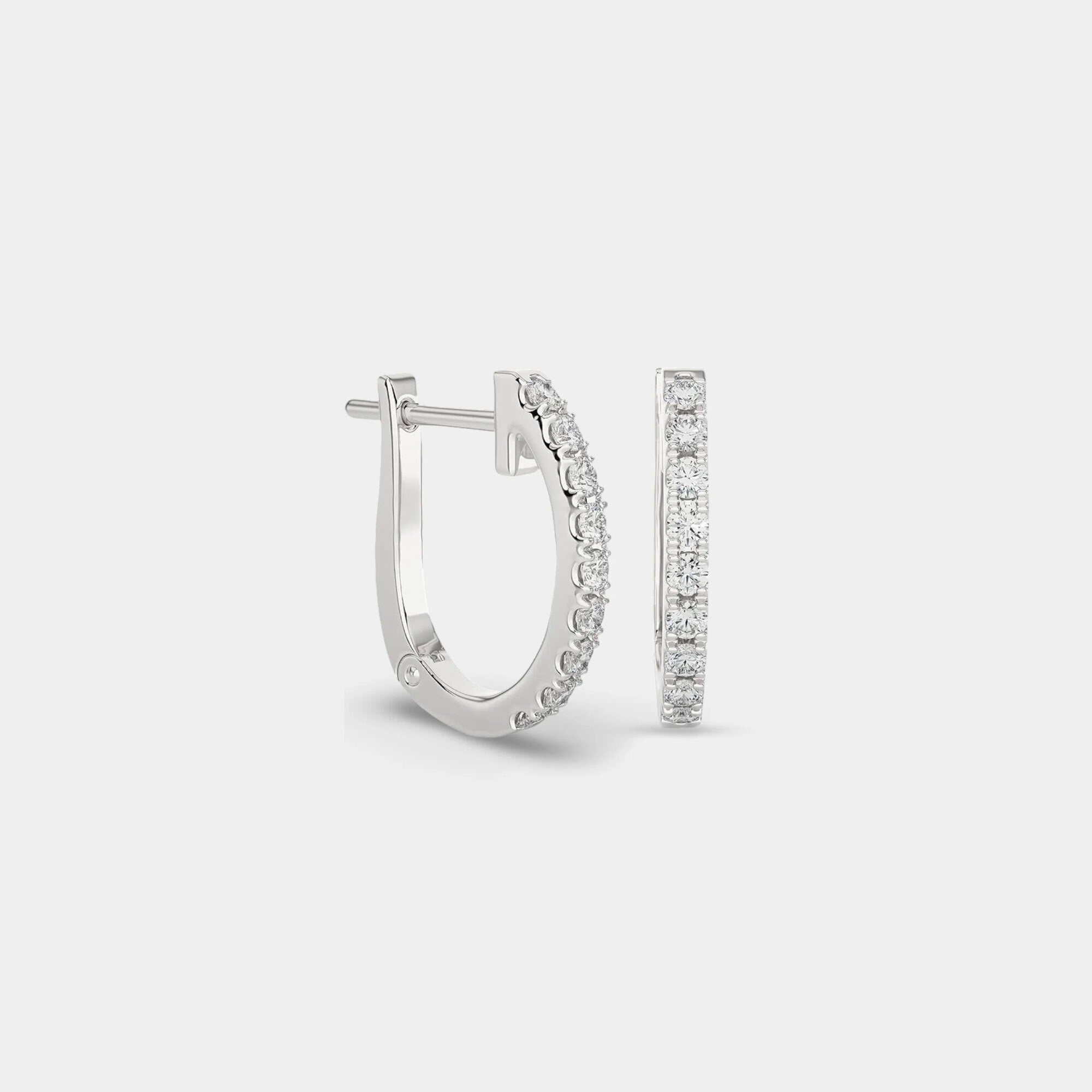 14K  Diamond Huggie Hoop Earrings