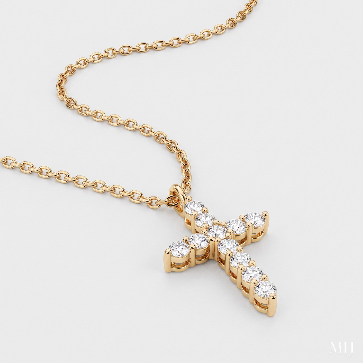 Collier pendentif croix en CZ plaqué or 14 carats | Bijoux de foi spirituelle | Sertis de CZ – MH ELEGANCE