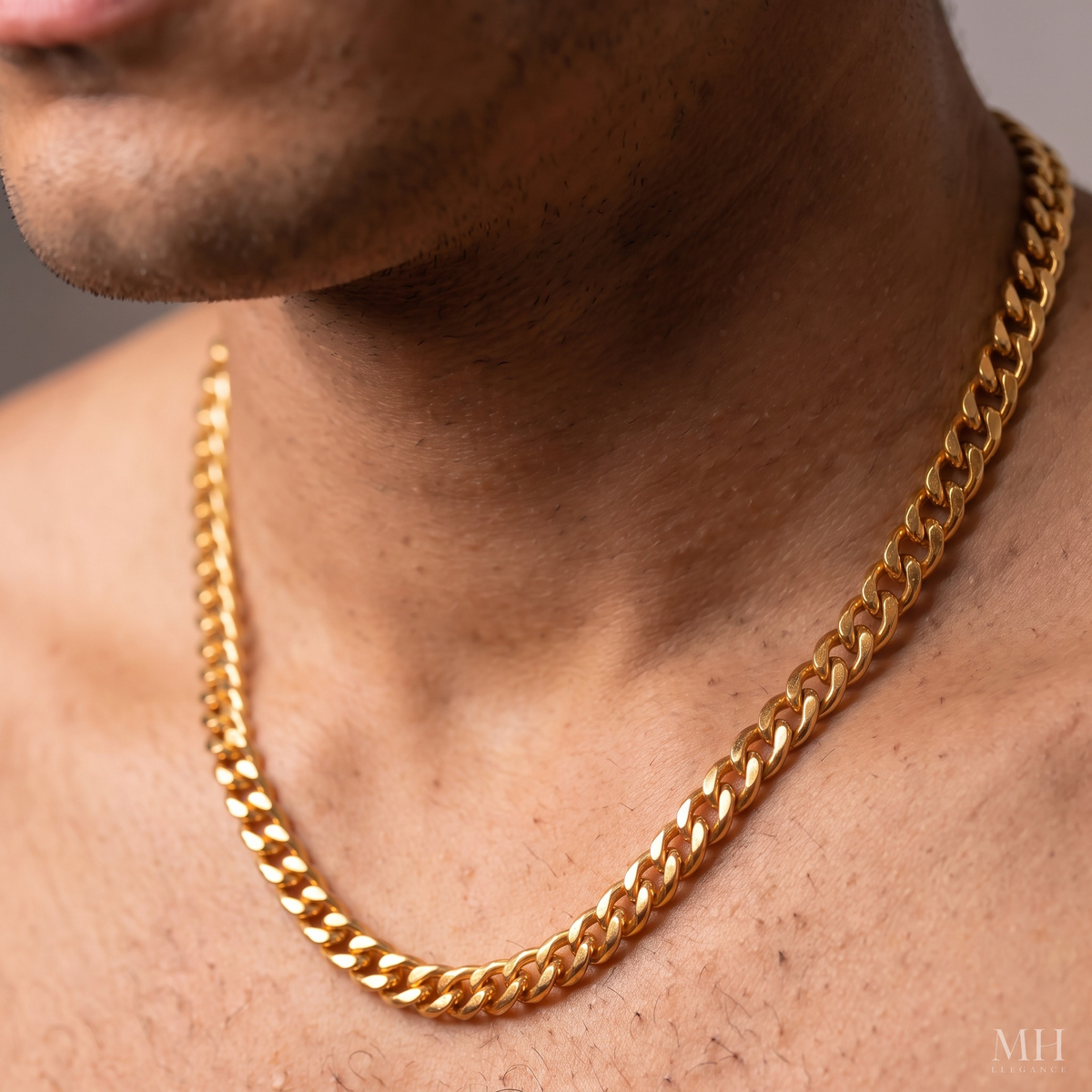 7mm Cuban Link Chain for Men | Gold-Plated Miami Cuban Necklace | MH Elegance