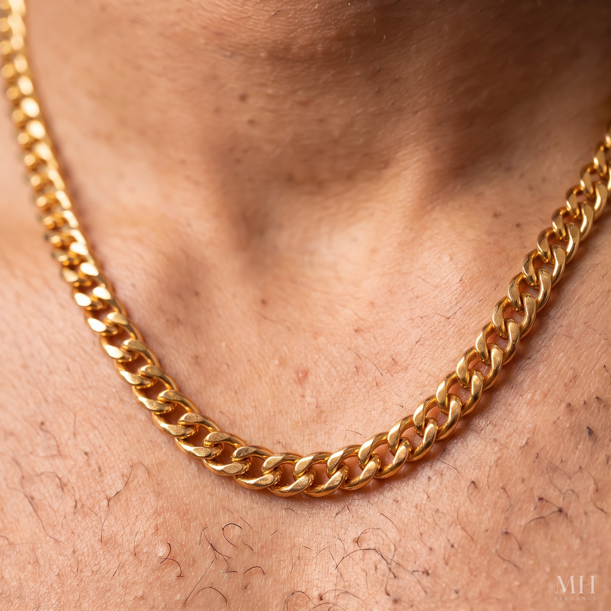 7mm Cuban Link Chain for Men | Gold-Plated Miami Cuban Necklace | MH Elegance