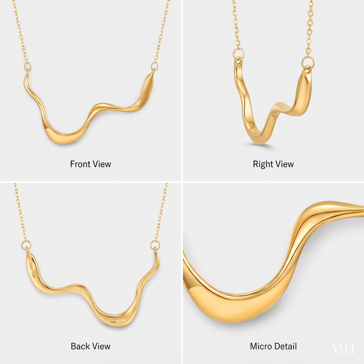 Chunky Gold Wave Necklace | Bold Geometric Statement Necklace for Women