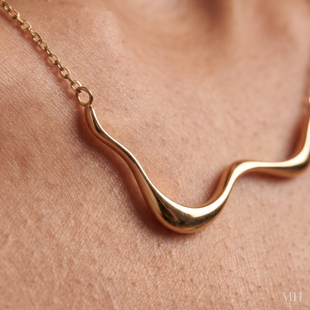 Chunky Gold Wave Necklace | Bold Geometric Statement Necklace for Women