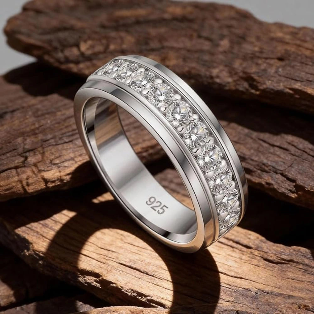 Alliance pour homme avec moissanite taille ronde | Bague de mariage alternative au diamant de qualité supérieure