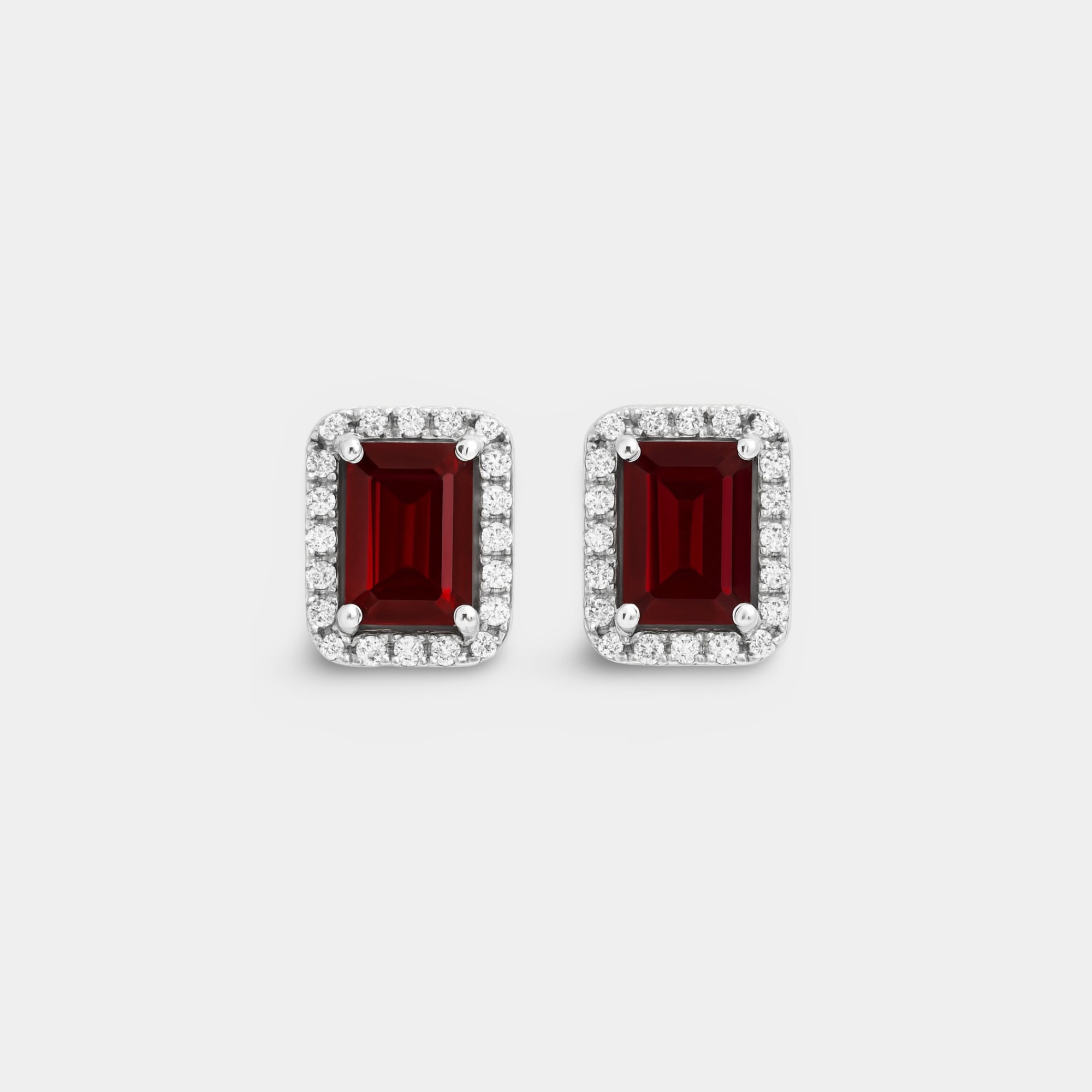 Veya Garnet Halo Stud Earrings