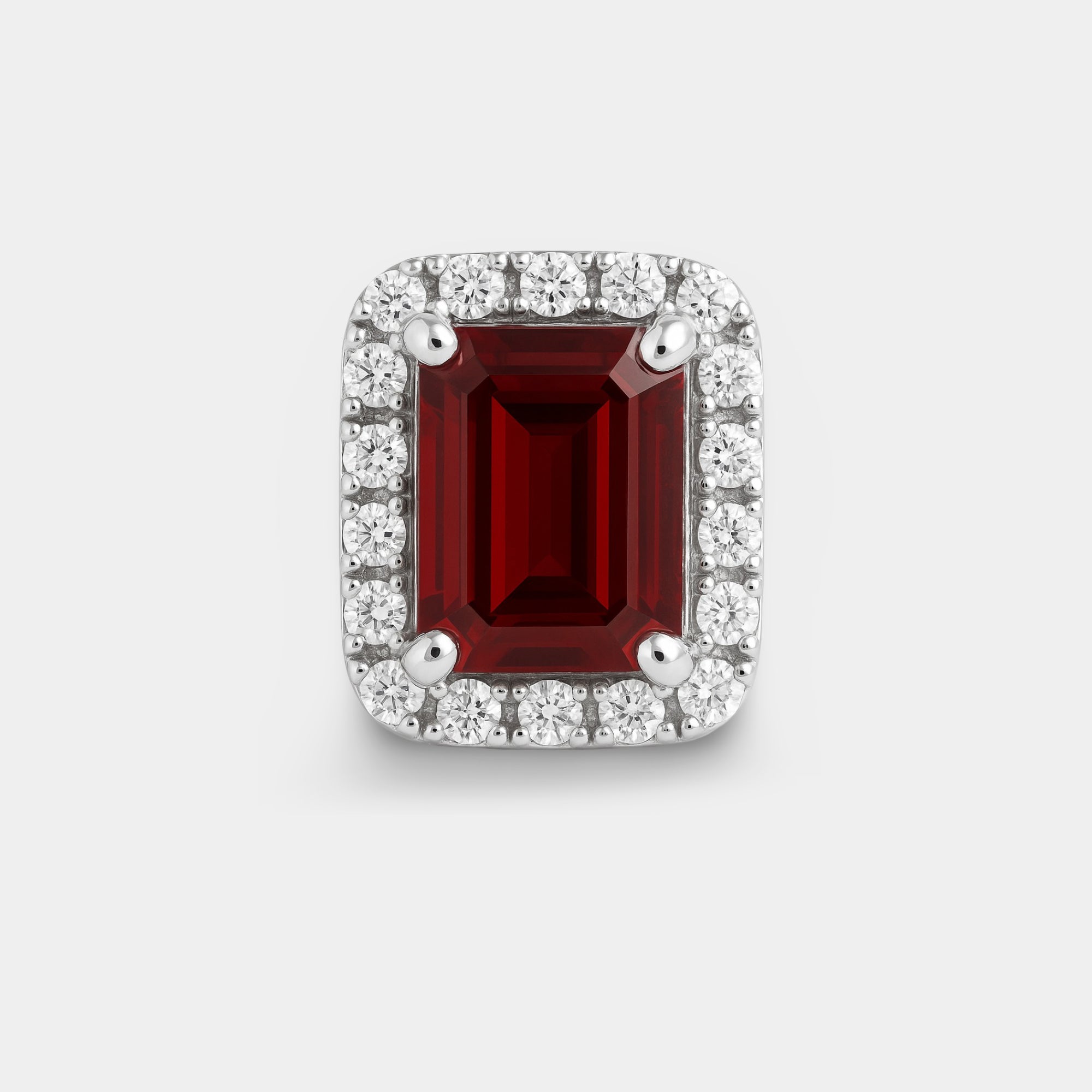 Veya Garnet Halo Stud Earrings