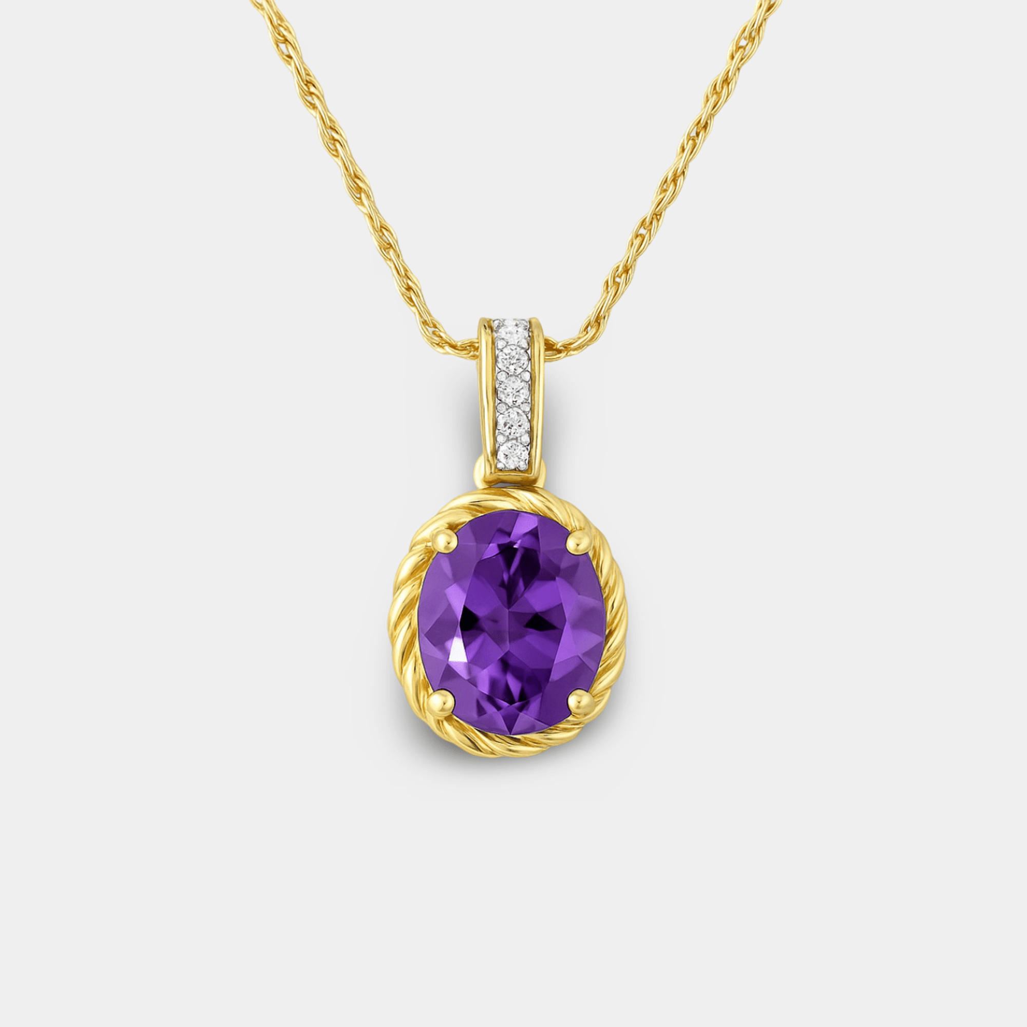 Alma Amethyst Diamond Pendant Necklace - MH ELEGANCE - Alma Amethyst Diamond Pendant Necklace - MH ELEGANCE -