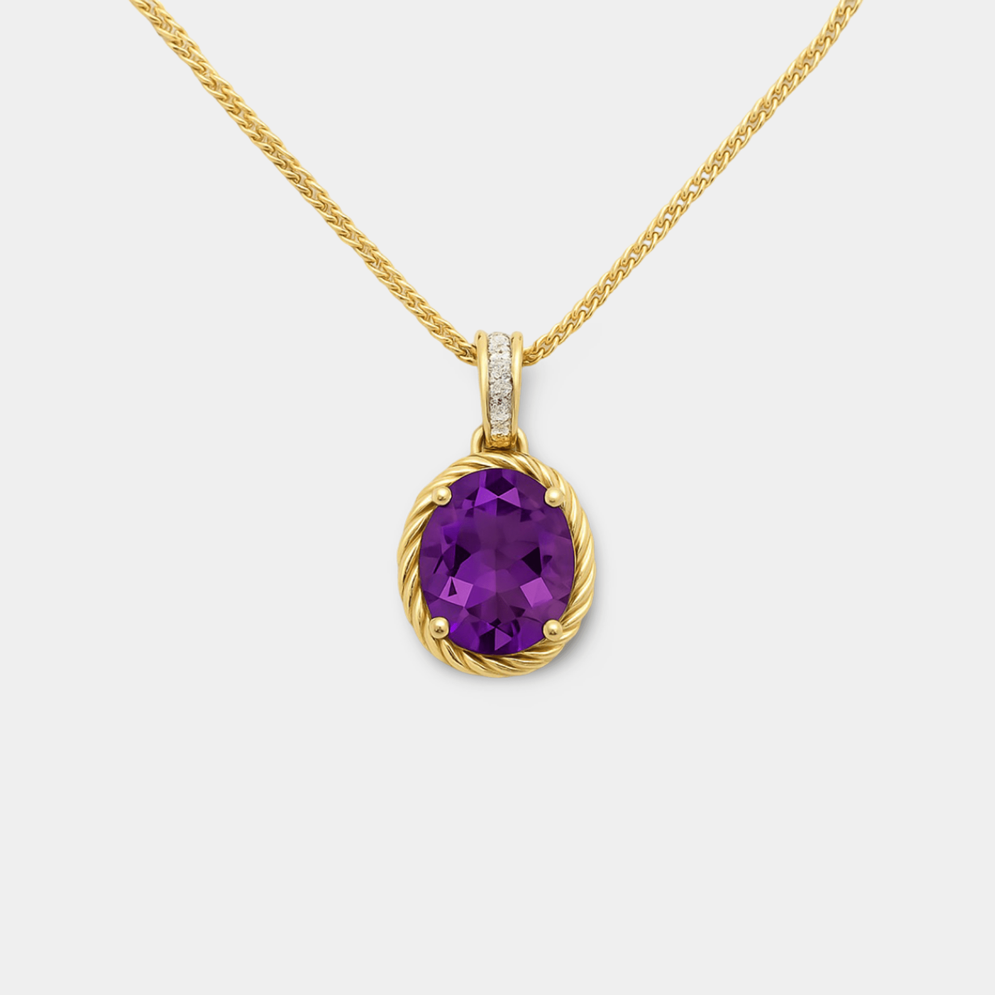Alma Amethyst Diamond Pendant Necklace - MH ELEGANCE - Alma Amethyst Diamond Pendant Necklace - MH ELEGANCE -