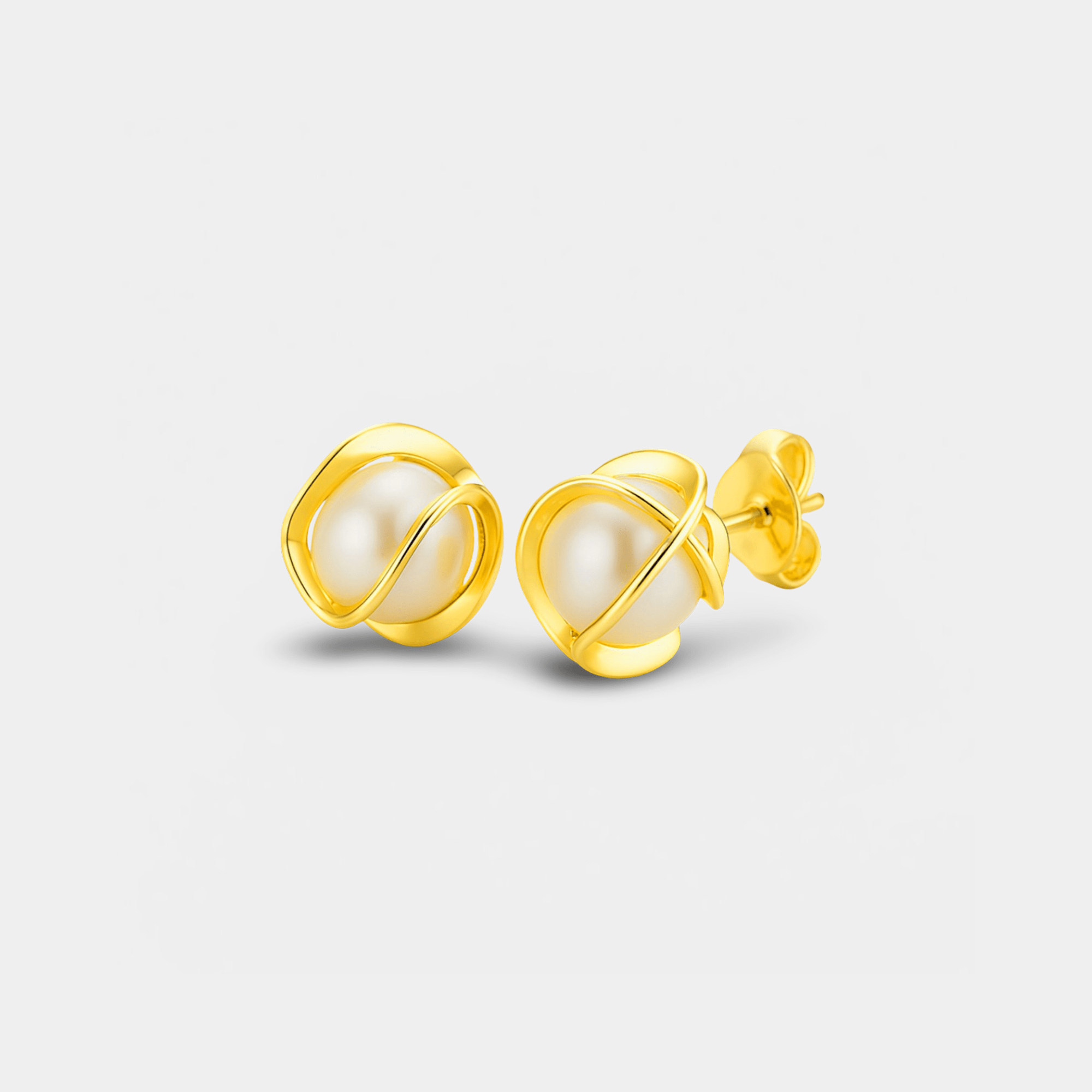 Amara Caged Pearl Stud Earrings - MH ELEGANCE - Amara Caged Pearl Stud Earrings -