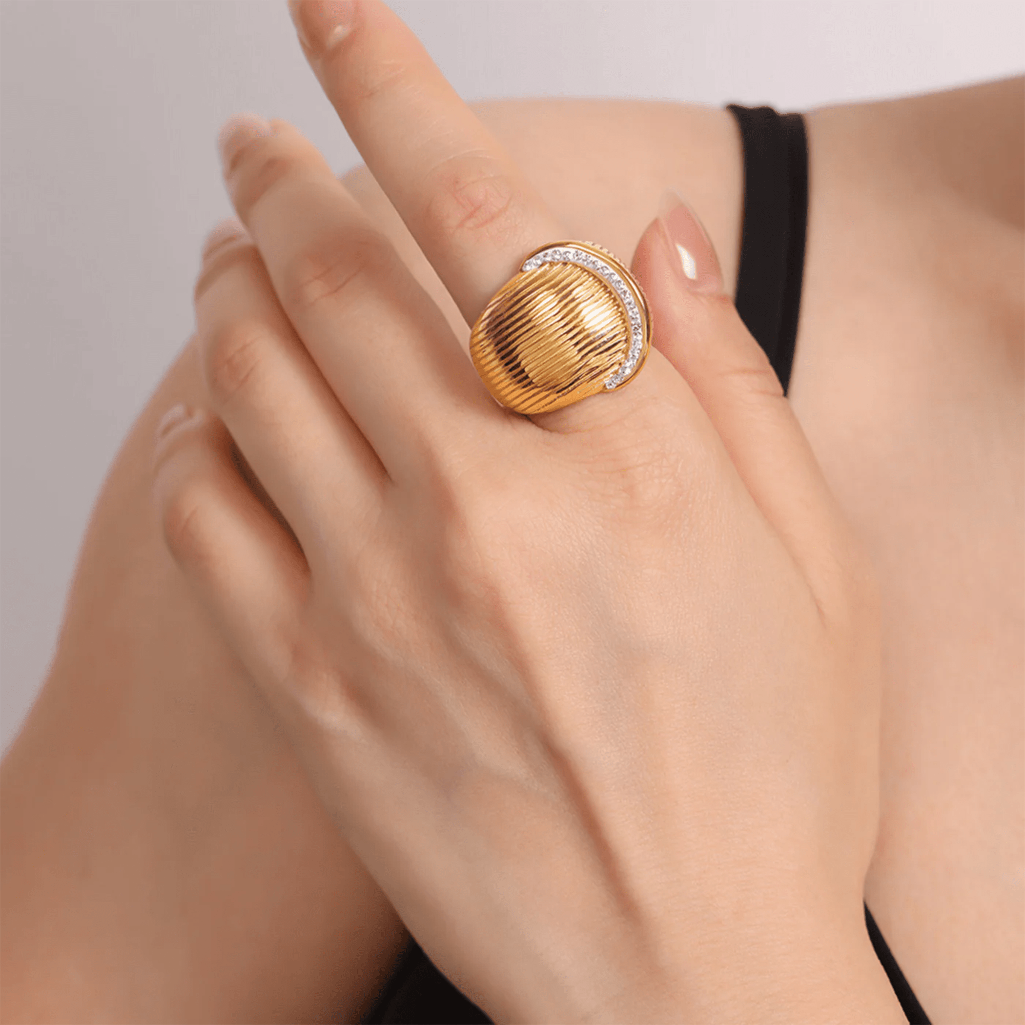 Arc Dome Ring | Geometric Statement Ring | 14K Gold – MH ELEGANCE - MH ELEGANCE - Arc Dome Ring - MH ELEGANCE -