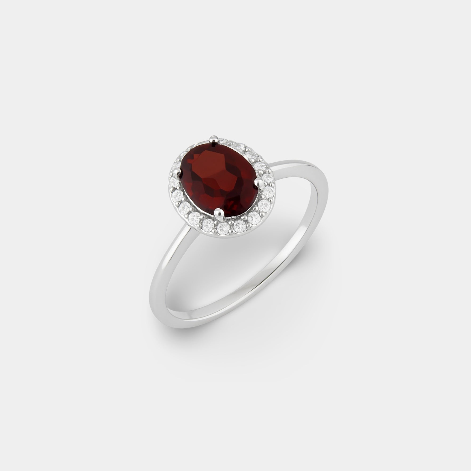 Aria Garnet Halo Ring - MH ELEGANCE - Aria Garnet Halo Ring - MH ELEGANCE -