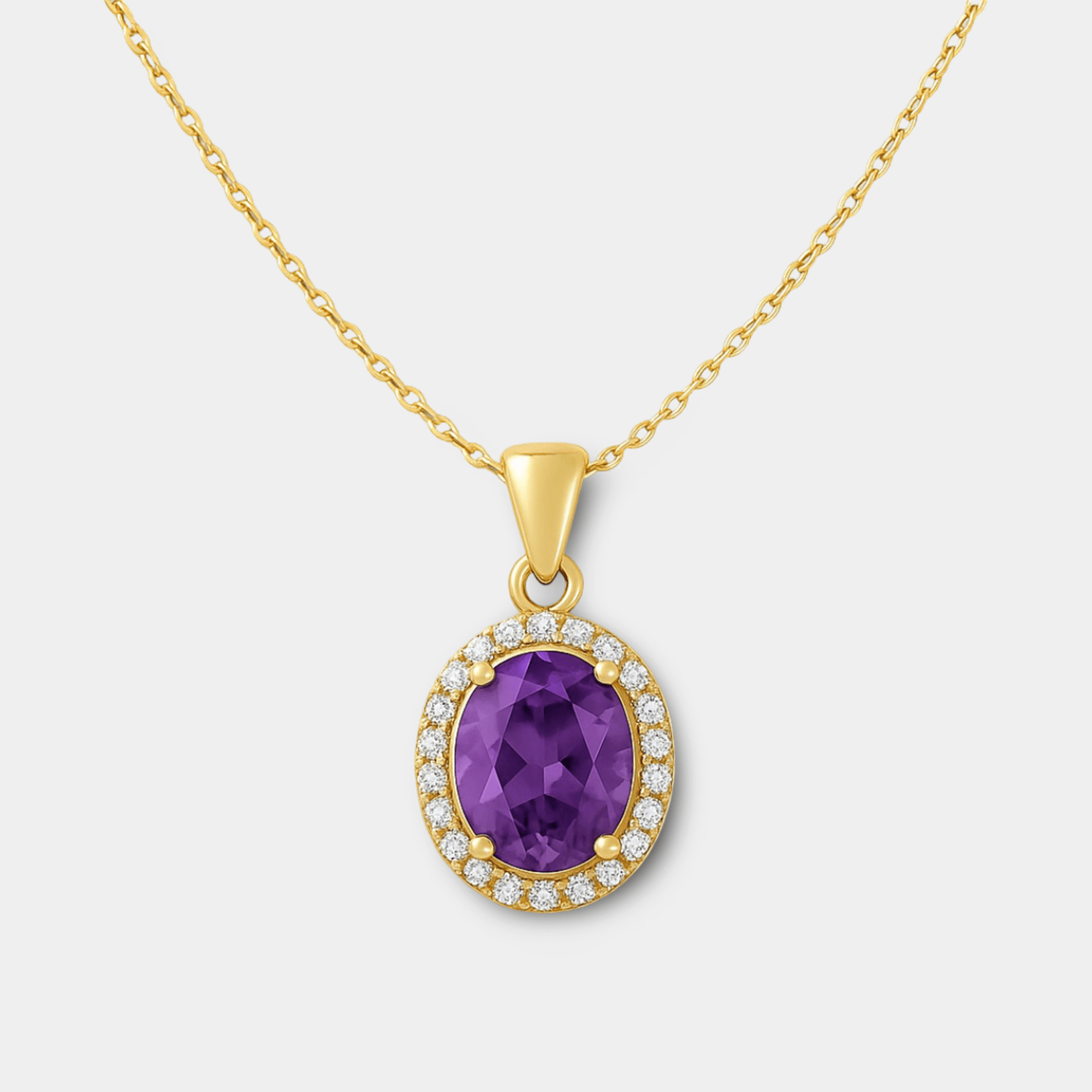 Aura Amethyst Halo Pendant Necklace - MH ELEGANCE - Aura Amethyst Halo Pendant Necklace - MH ELEGANCE -