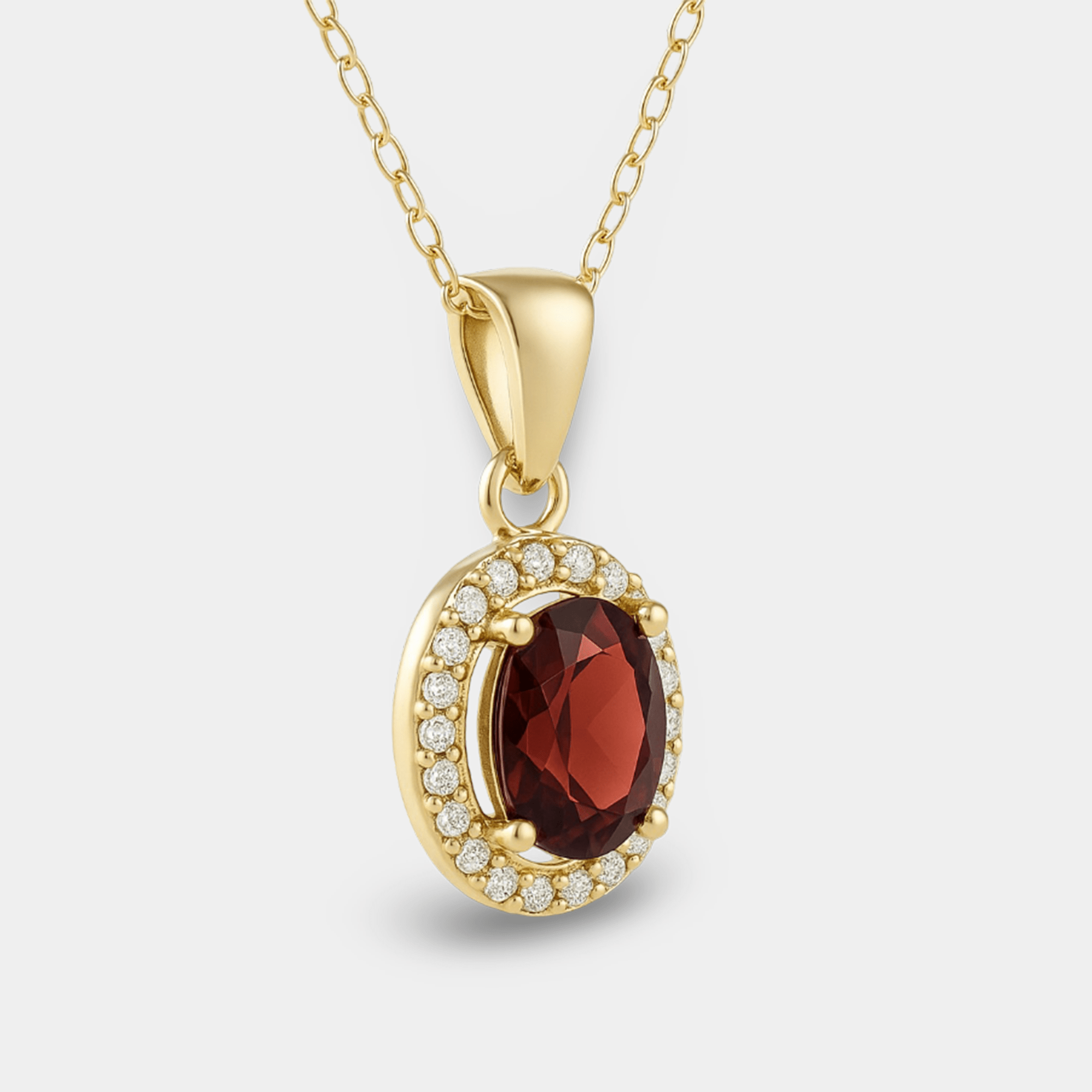 Aura Garnet Halo Pendant Necklace - MH ELEGANCE - Aura Garnet Halo Pendant Necklace - MH ELEGANCE -