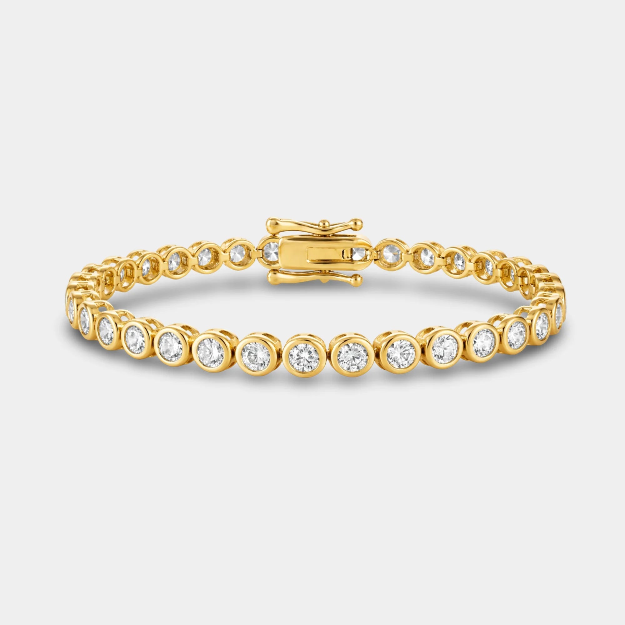 Bezel Set Round Cut Tennis Bracelet - MH ELEGANCE - Bezel Set Round Cut Tennis Bracelet -