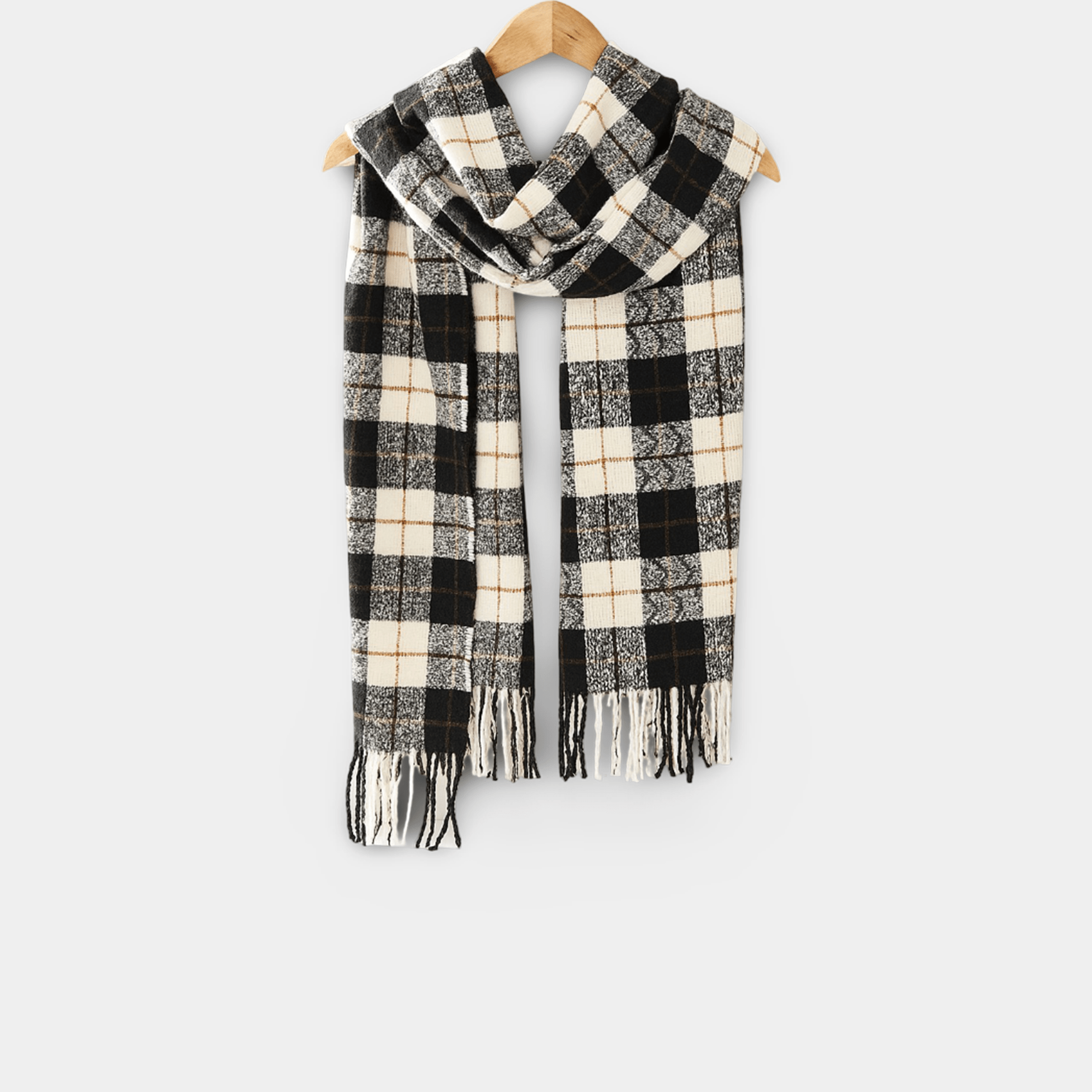 Black & White Lattice Winter Scarf | Premium Cashmere Plaid | Modern Elegance - MH ELEGANCE - Black & White Lattice Winter Scarf | Premium Cashmere Plaid | Modern Elegance -