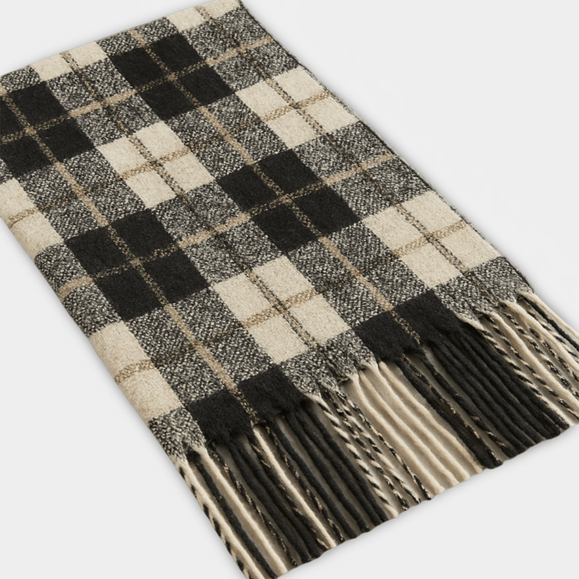 Black & White Lattice Winter Scarf | Premium Cashmere Plaid | Modern Elegance - MH ELEGANCE - Black & White Lattice Winter Scarf | Premium Cashmere Plaid | Modern Elegance -