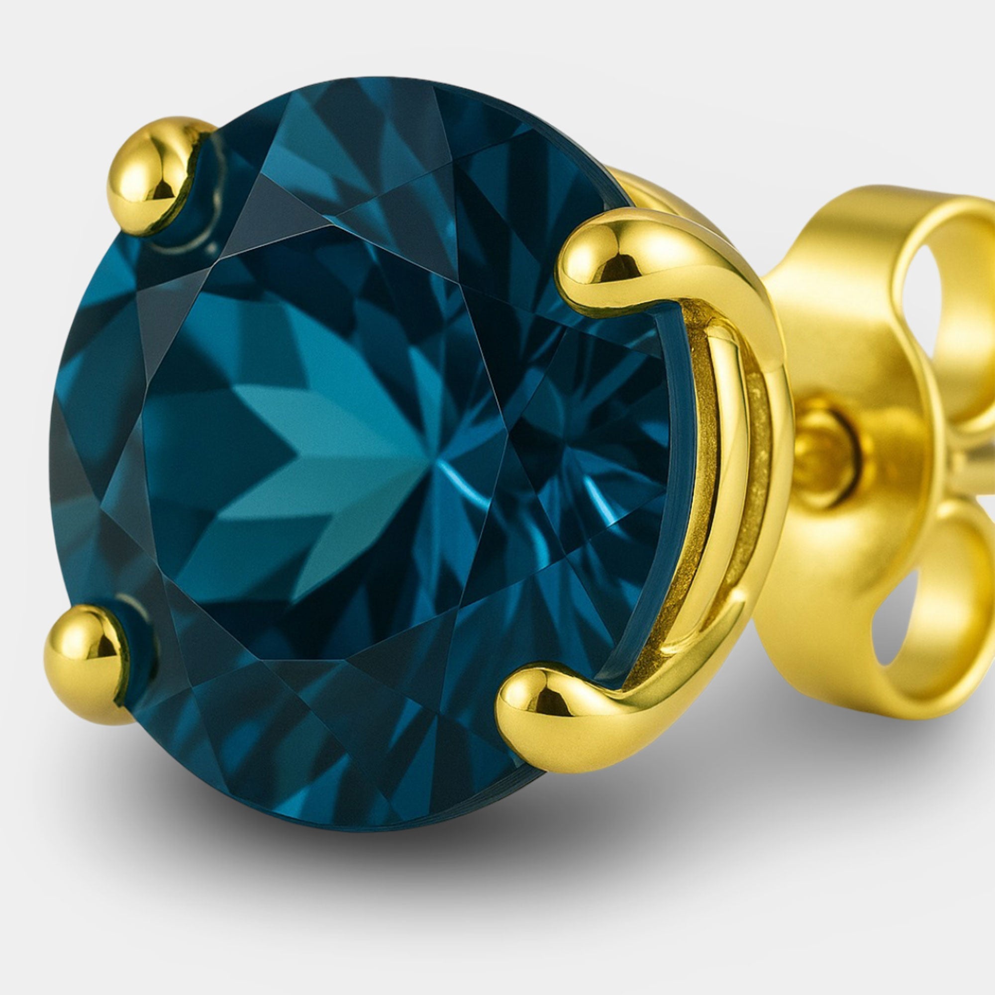 Blue Topaz Stud Earrings - MH ELEGANCE - Blue Topaz Stud Earrings - MH ELEGANCE -