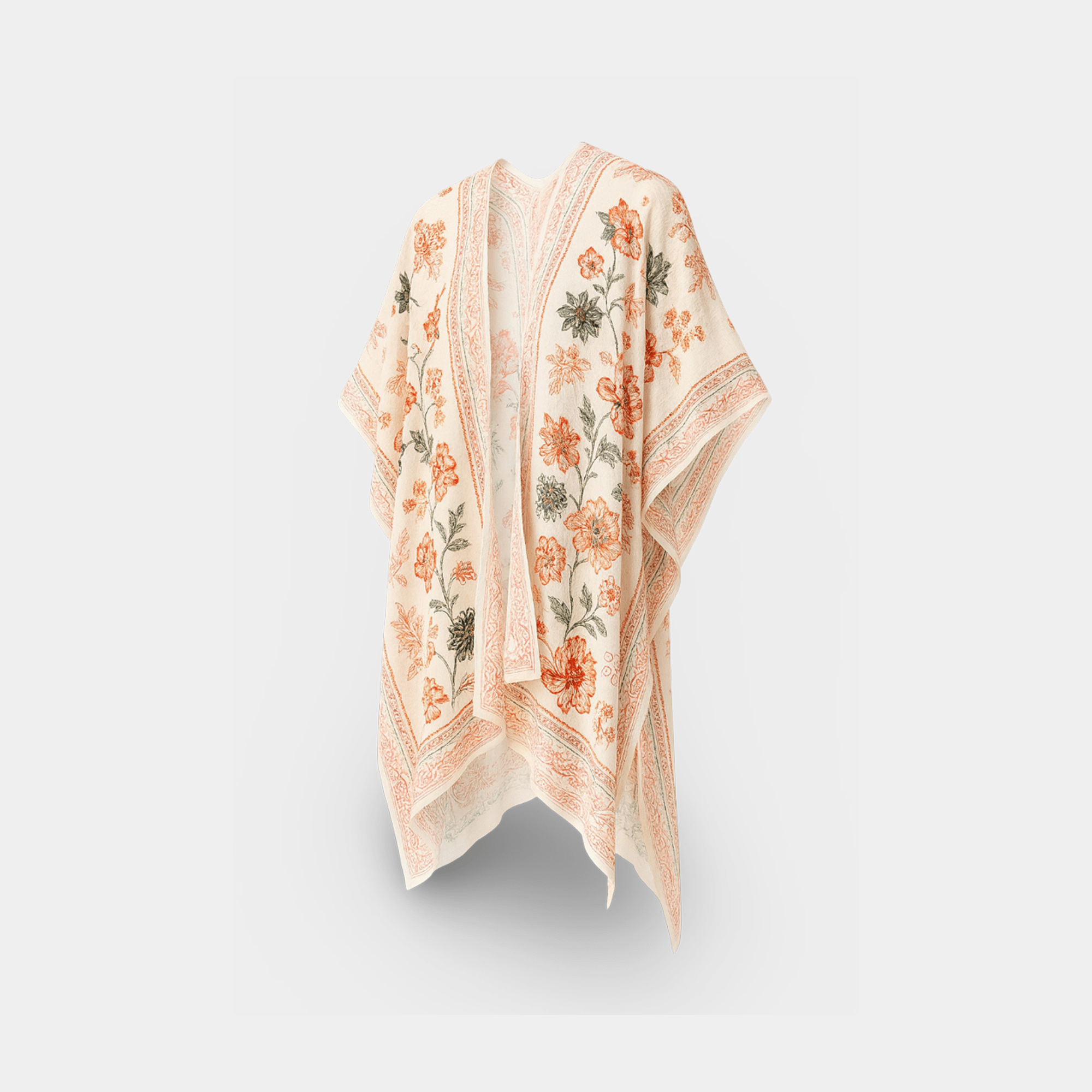 Boho floral Chiffon Long Kimono - MH ELEGANCE - Boho floral Chiffon Long Kimono -