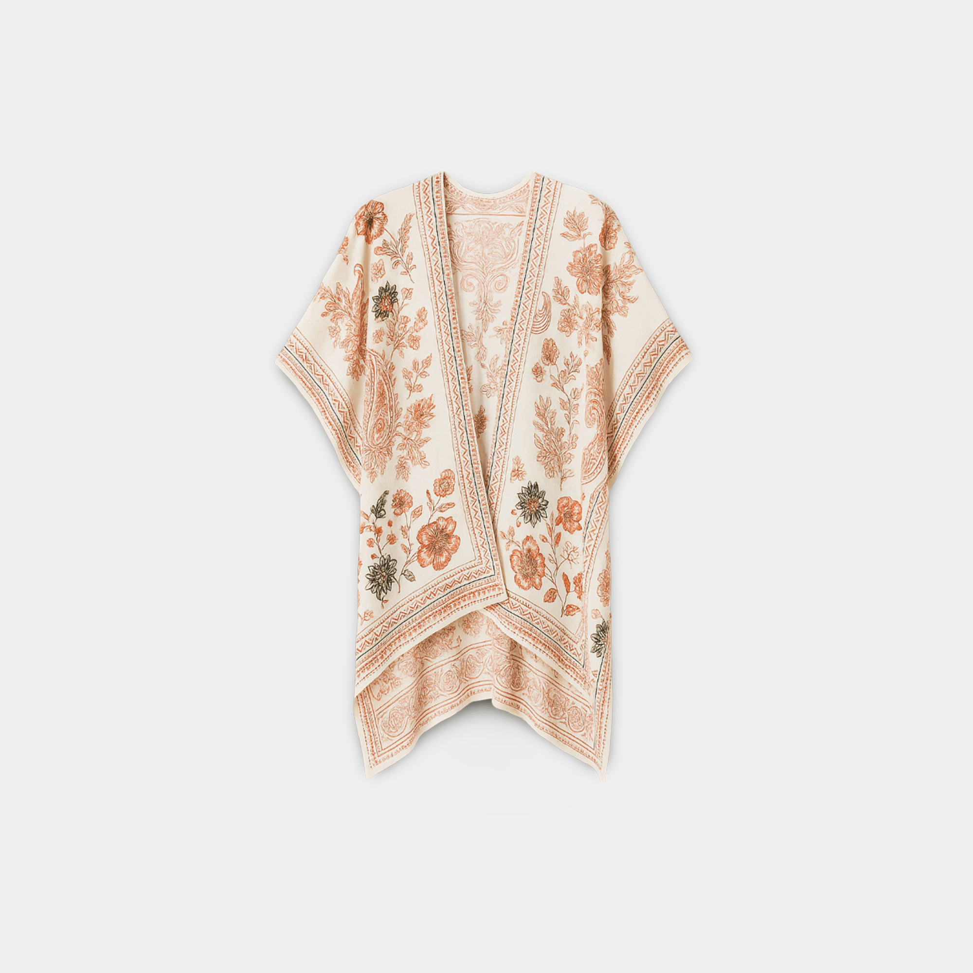 Boho floral Chiffon Long Kimono - MH ELEGANCE - Boho floral Chiffon Long Kimono -