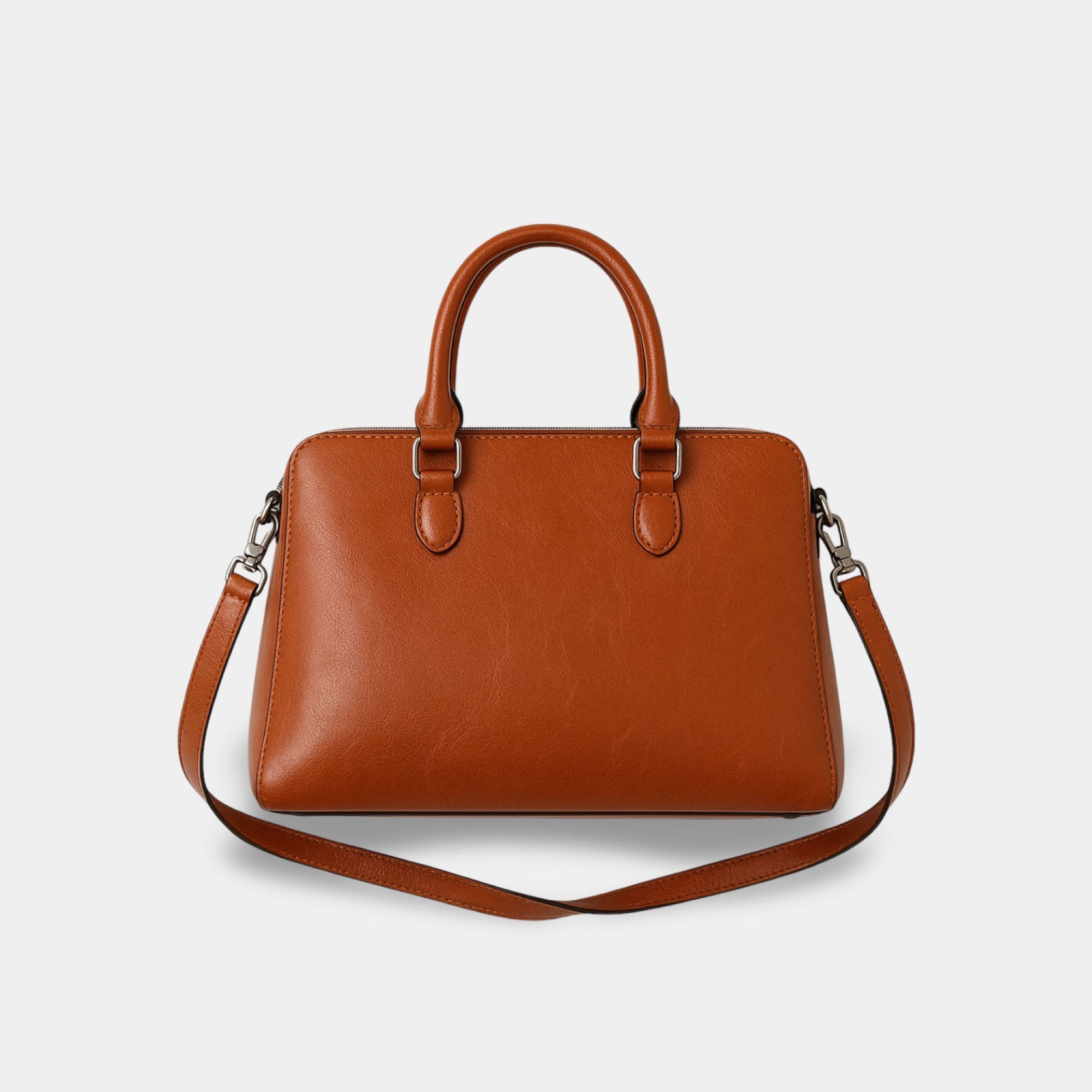 Brown Leather Tote Handbag - MH ELEGANCE - Brown Leather Tote Handbag -