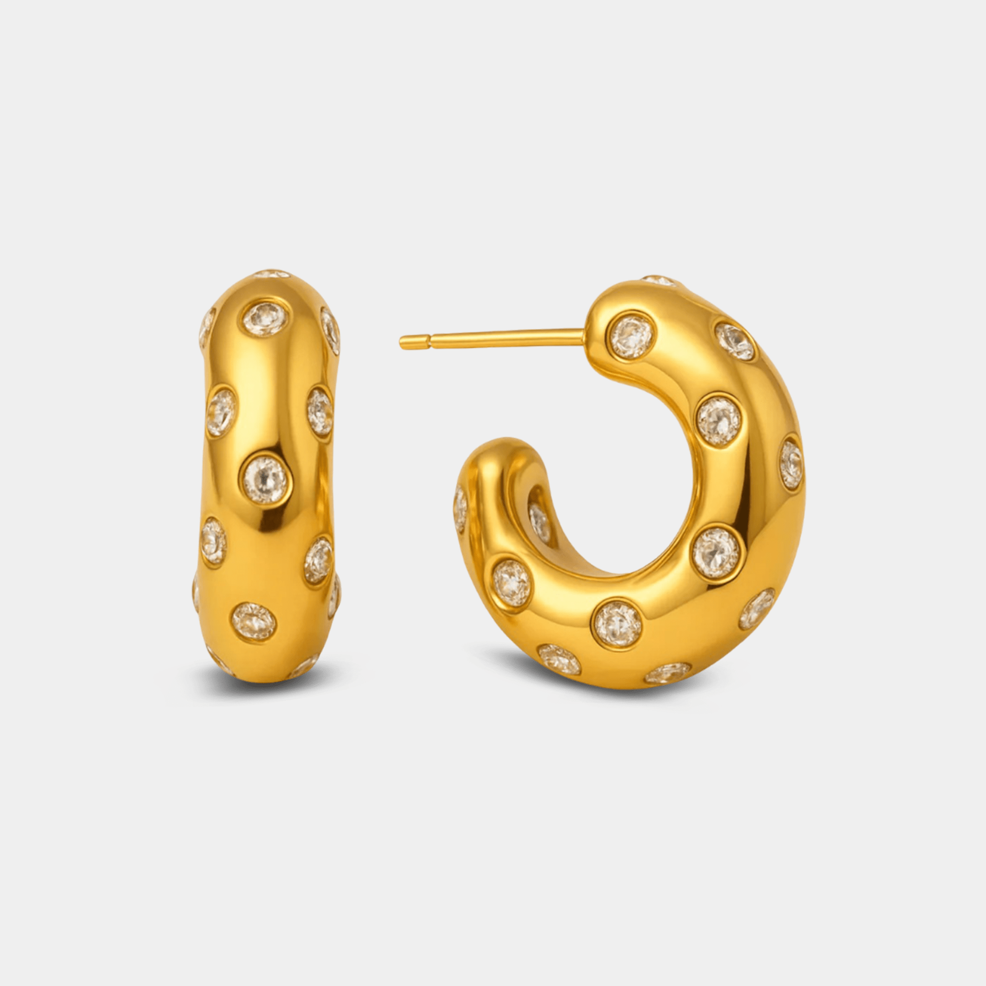 C-Shaped Chunky Gold Hoop Earrings | 14K Gold | Oversized Open Hoops – MH ELEGANCE - MH ELEGANCE - C-Shaped Chunky Gold Hoops - MH ELEGANCE -