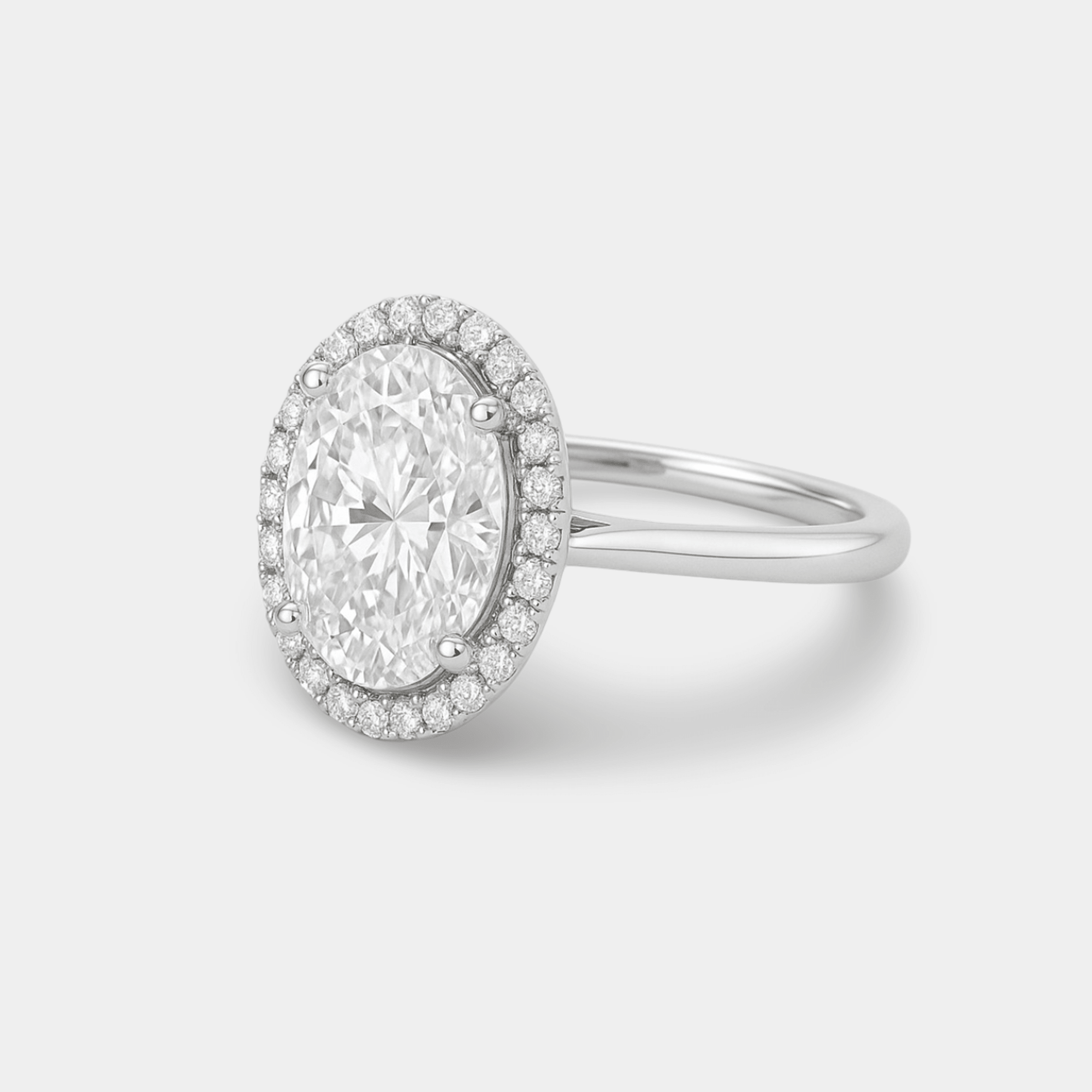 Celeste Oval Moissanite Halo Ring - MH ELEGANCE - Celeste Oval Moissanite Halo Ring - MH ELEGANCE -