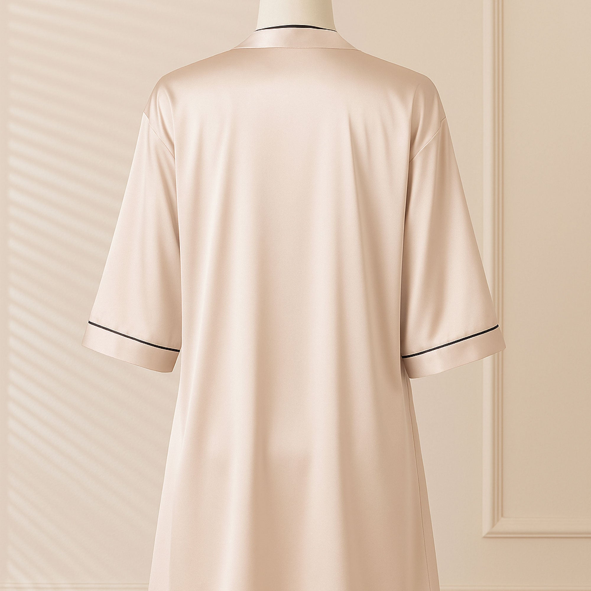 Champagne Silk Robe Set - MH ELEGANCE - Champagne Silk Robe Set -