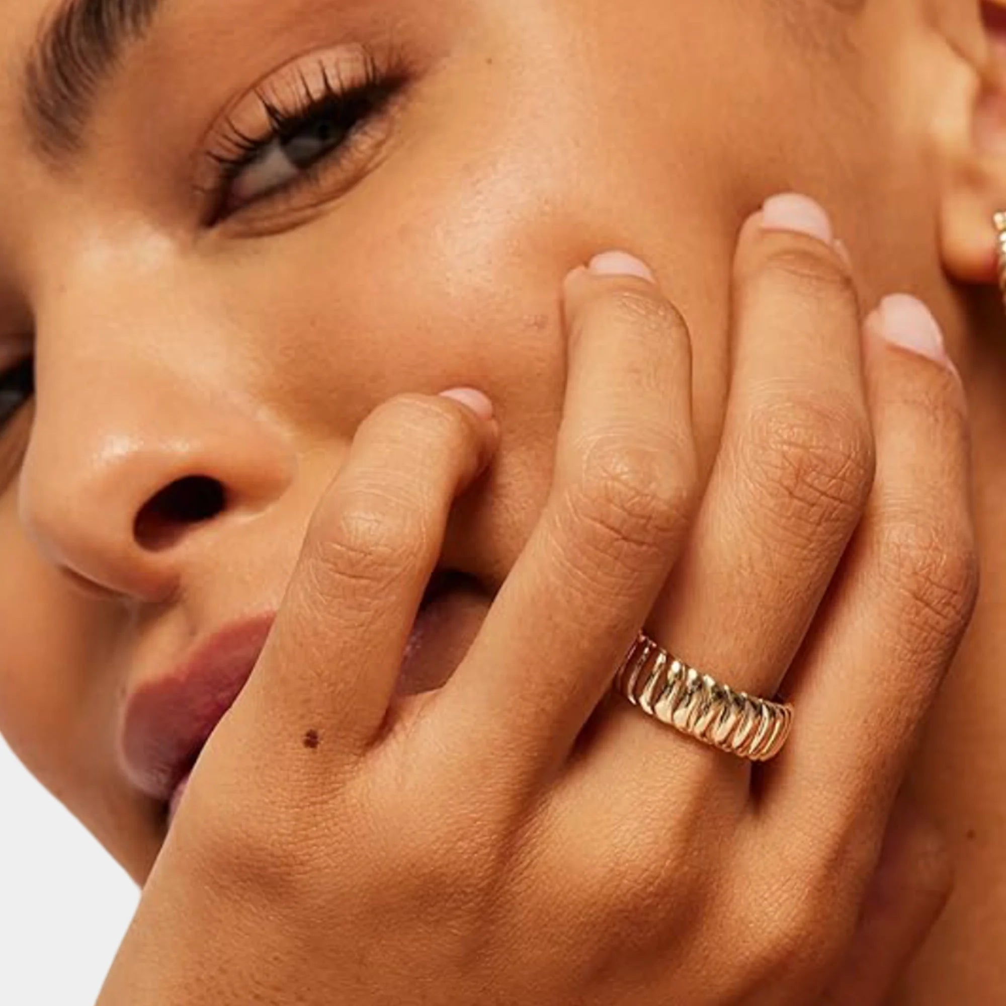 MH Elegance 14K gold plated chunky statement ring in premium gift box — perfect gift for her
